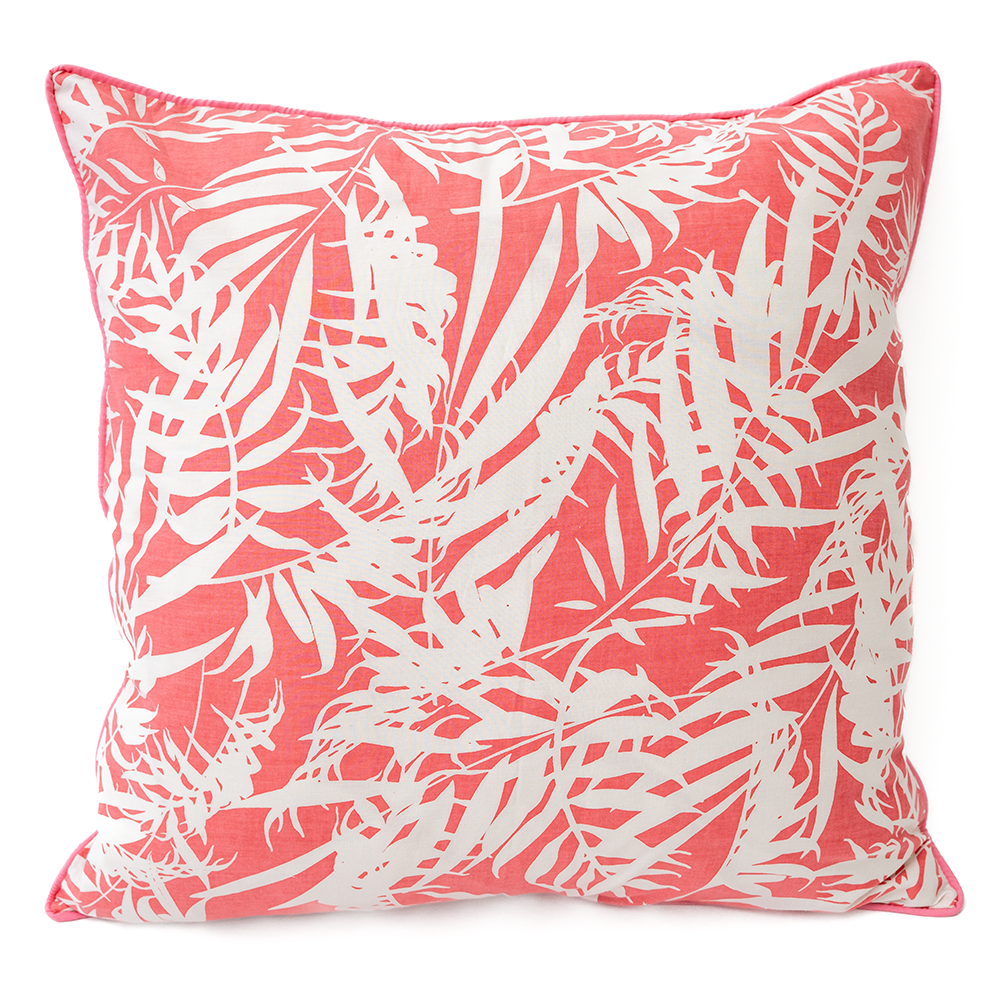 Sarung Bantal Palm Bright Coral, 45cm - OBRAL PERLENGKAPAN RUMAH TANGGA