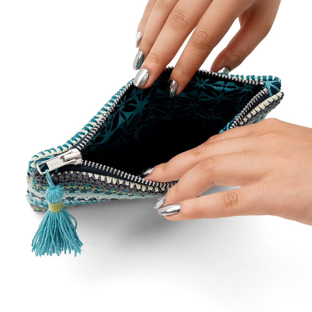 Crochet Clutch Bag Blue
