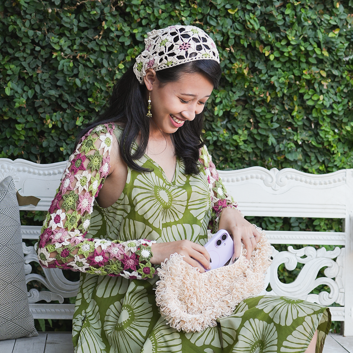 Matcha Latte Crocheted Bandana