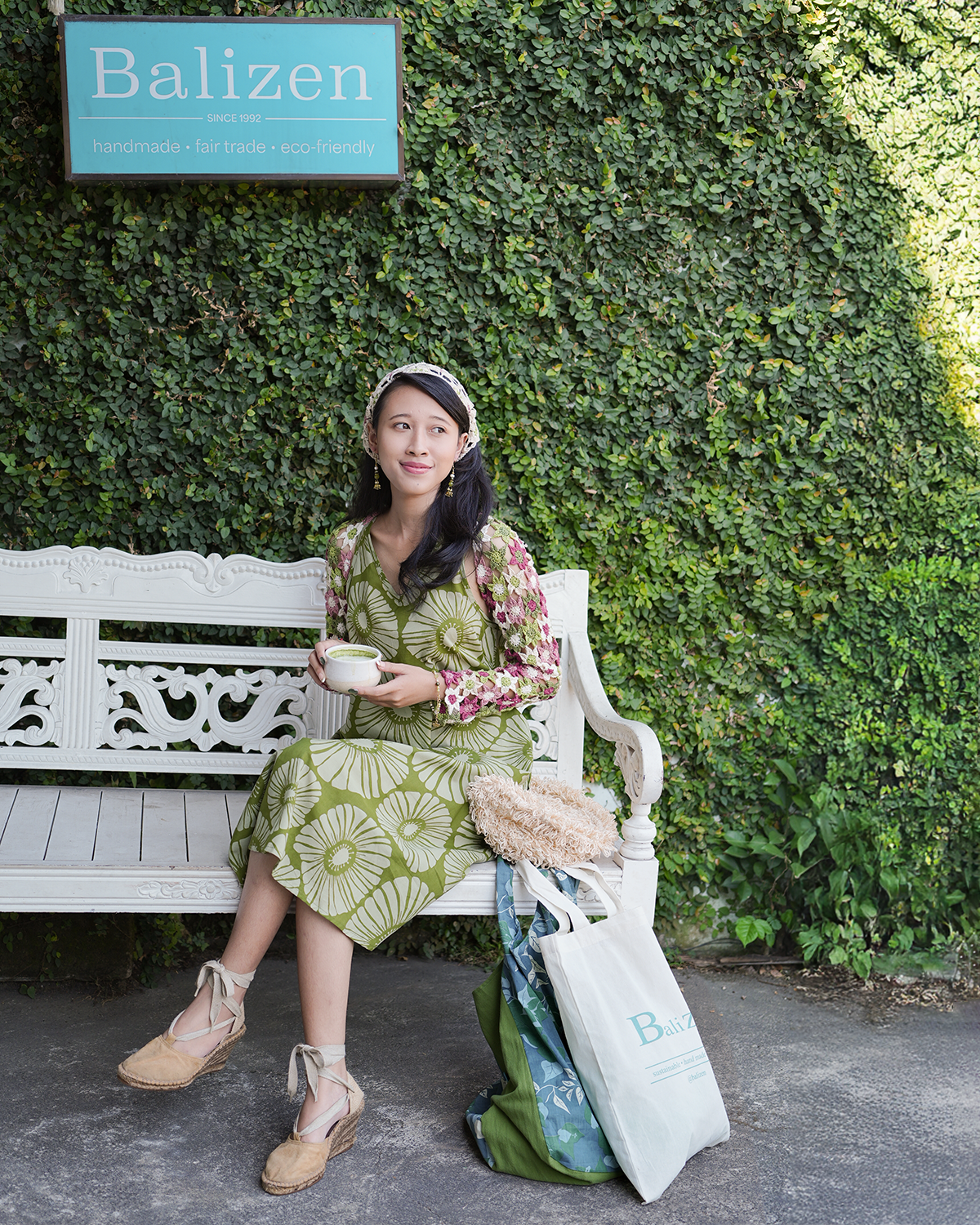 Flowers Avocado Organic Cotton Semi Swing Dress, 3 Sizes