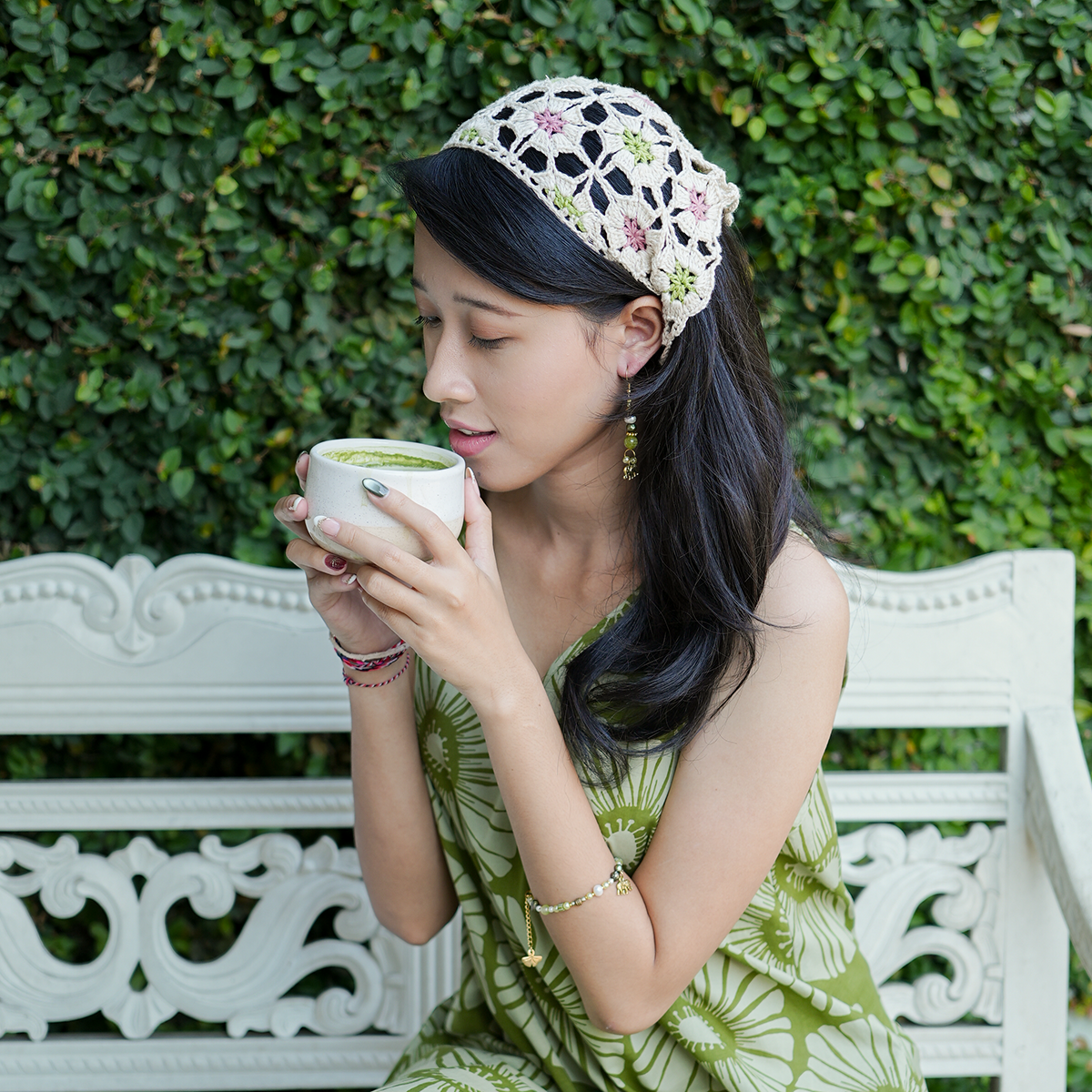Matcha Latte Crocheted Bandana