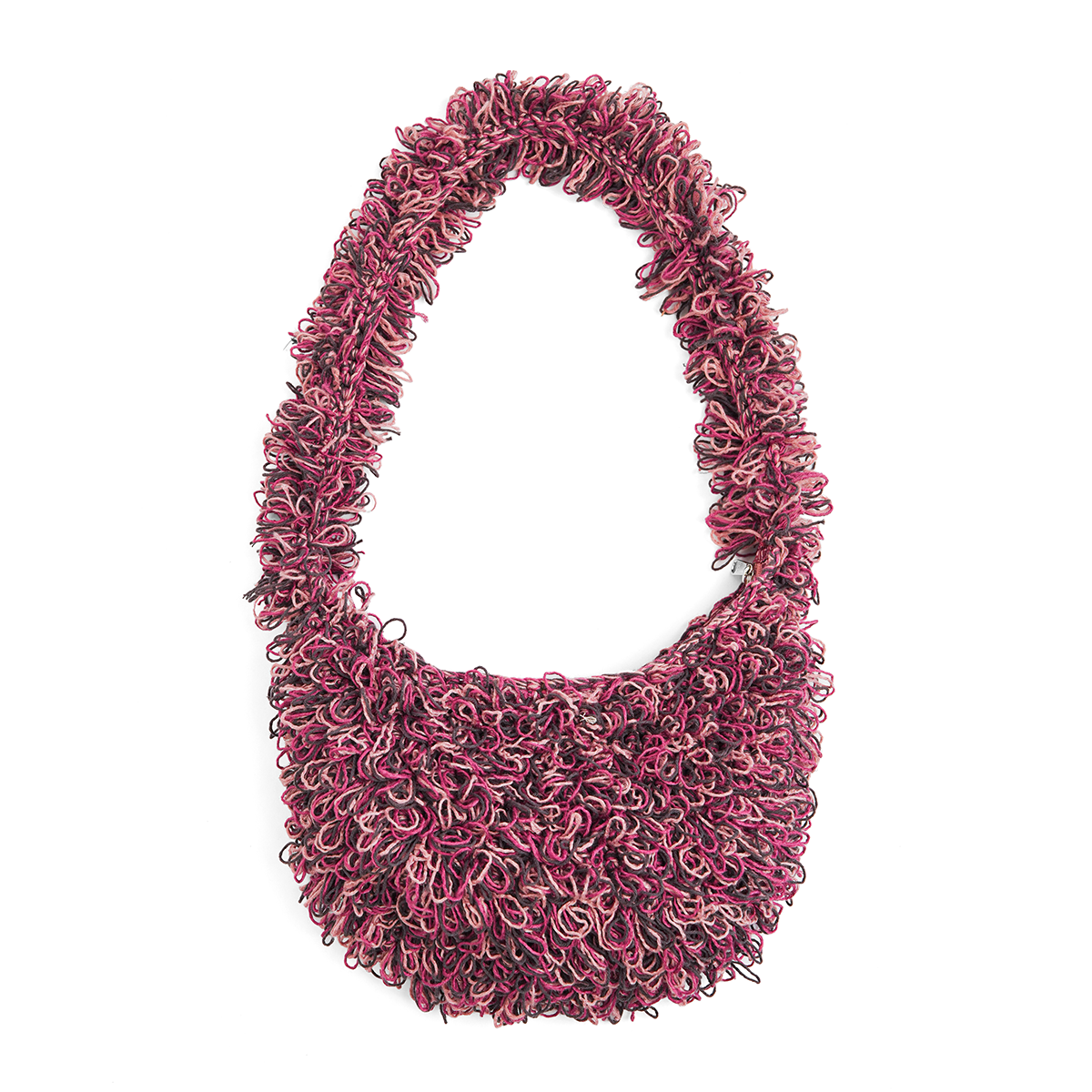 Fluffy Crocheted Handbag Claret