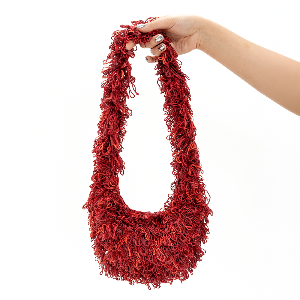 Fluffy Crocheted Handbag Cherry