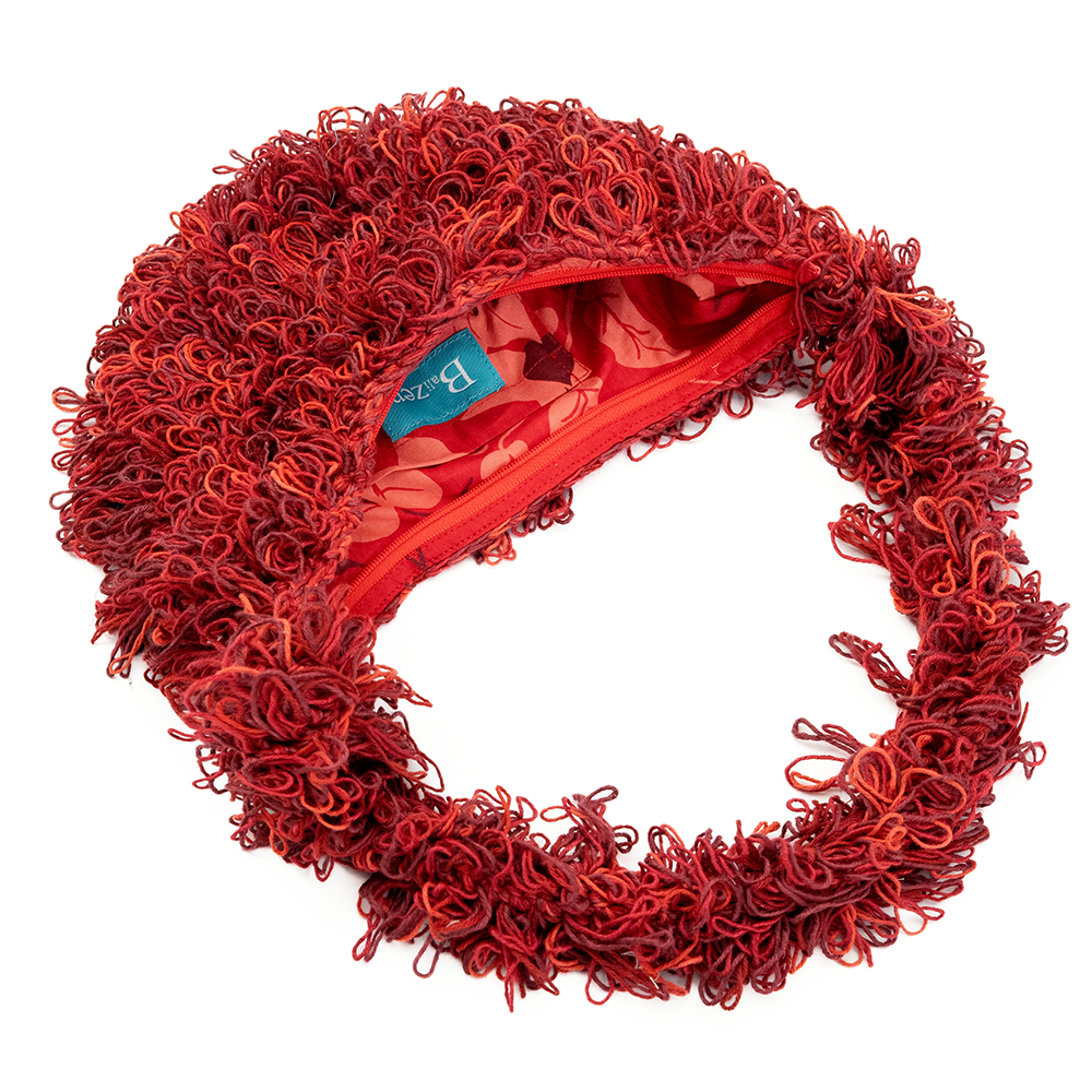 Fluffy Crocheted Handbag Cherry