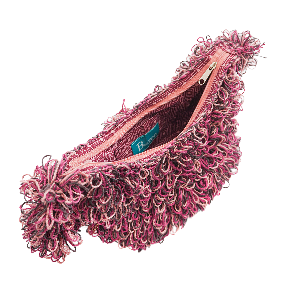 Fluffy Crocheted Handbag Claret