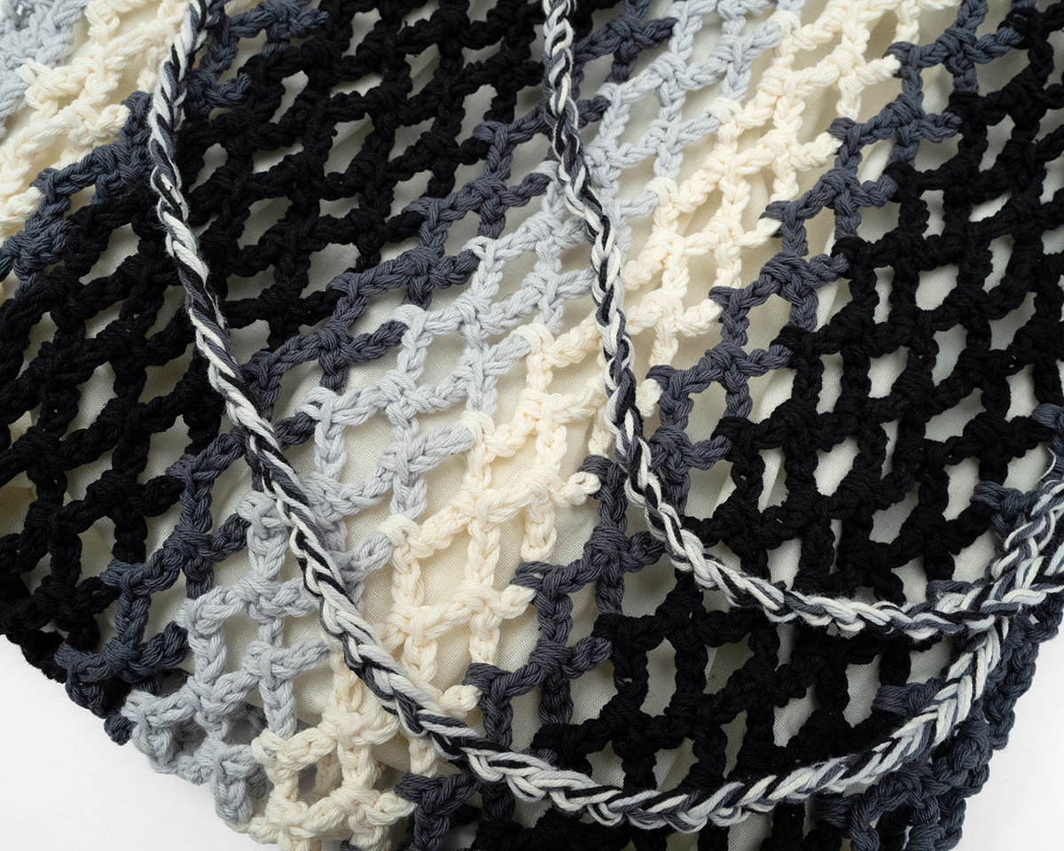 Crocheted Striped Mesh Bag Onyx