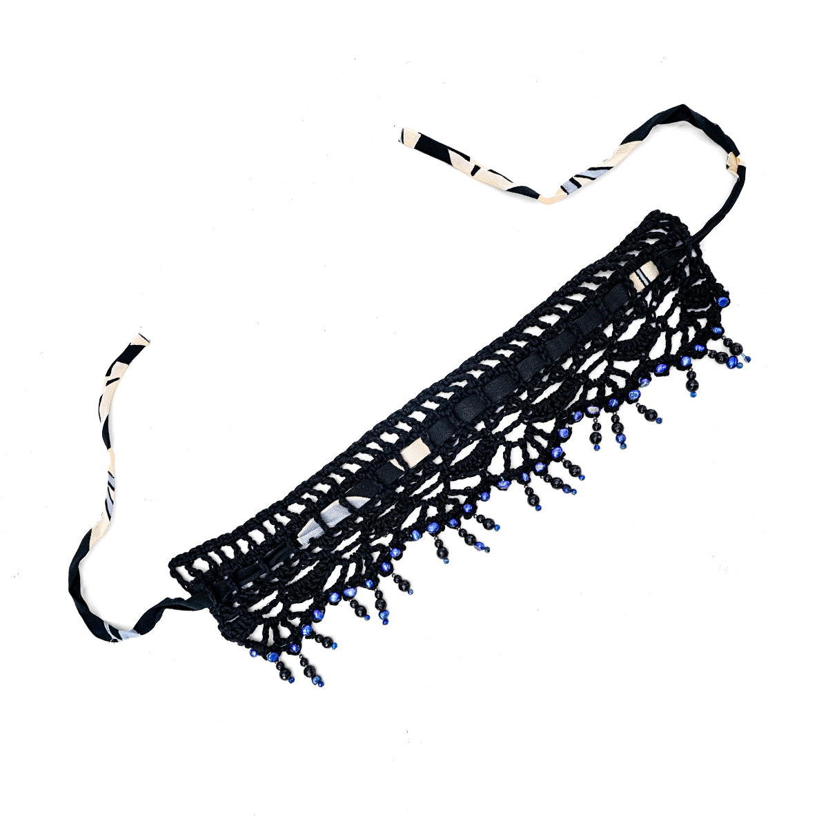 Kalung Choker Rajutan Manik-Manik Hitam