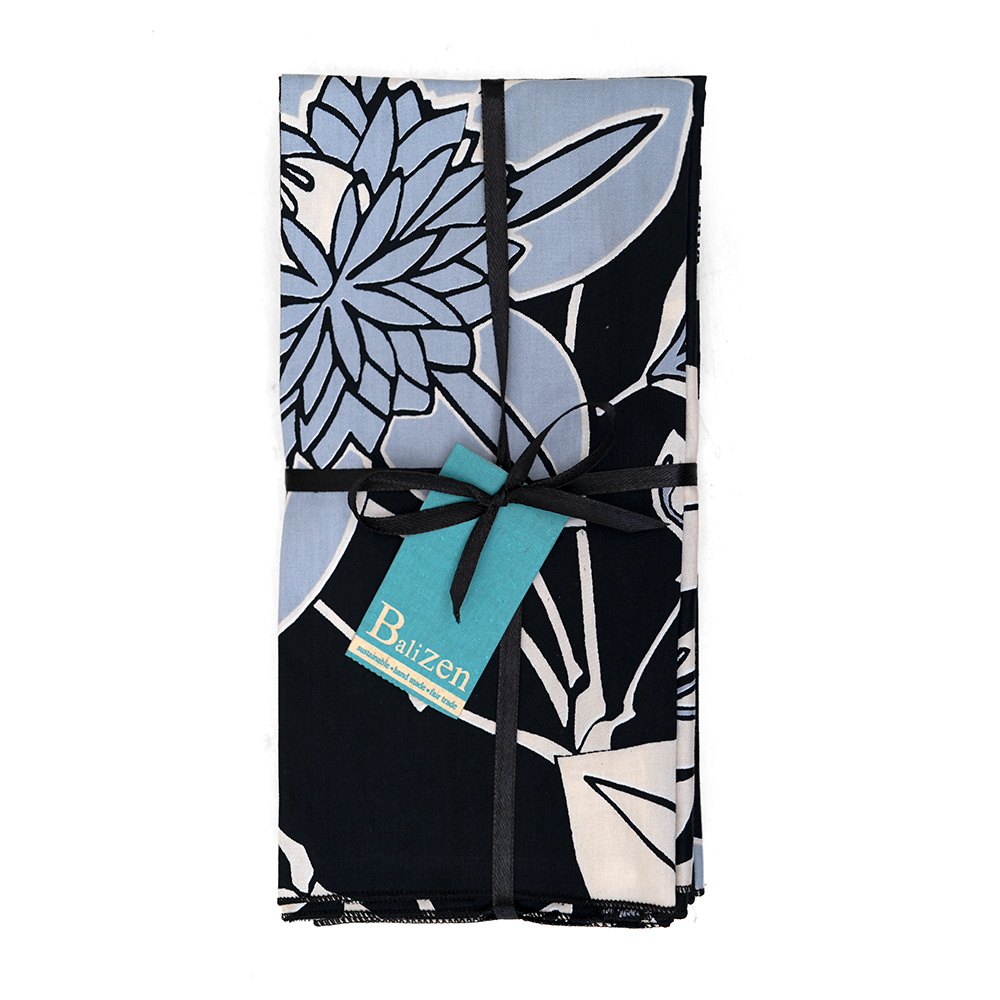Big Passion Flower Onyx Napkins set of 4