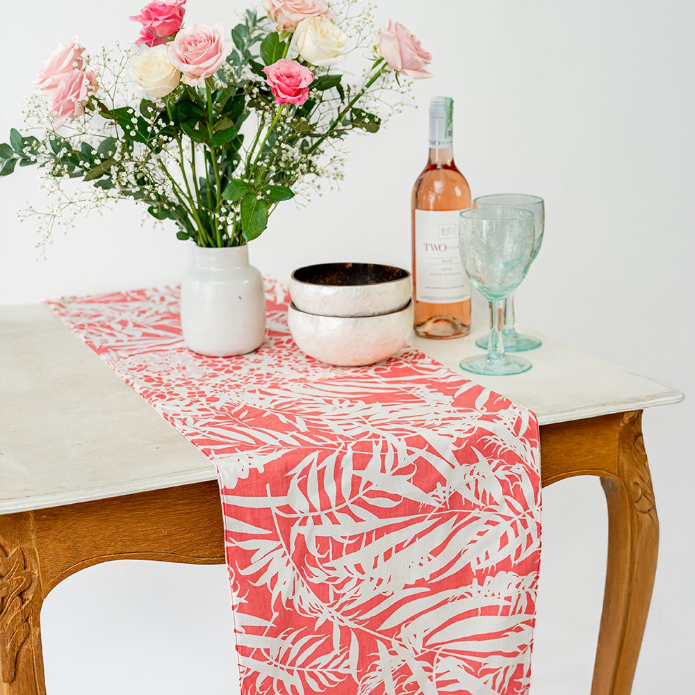 Bright Coral Cotton Runner Medium/Short (150 cm) - SALE HOMEWARES