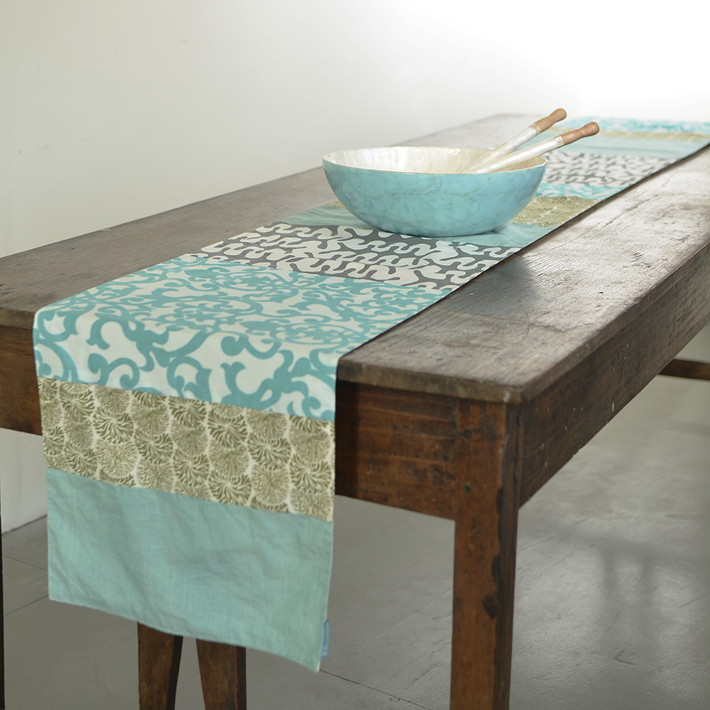 Alas Duduk Katun Aqua Slate Panjang (244 cm) - SALE HOMEWARES