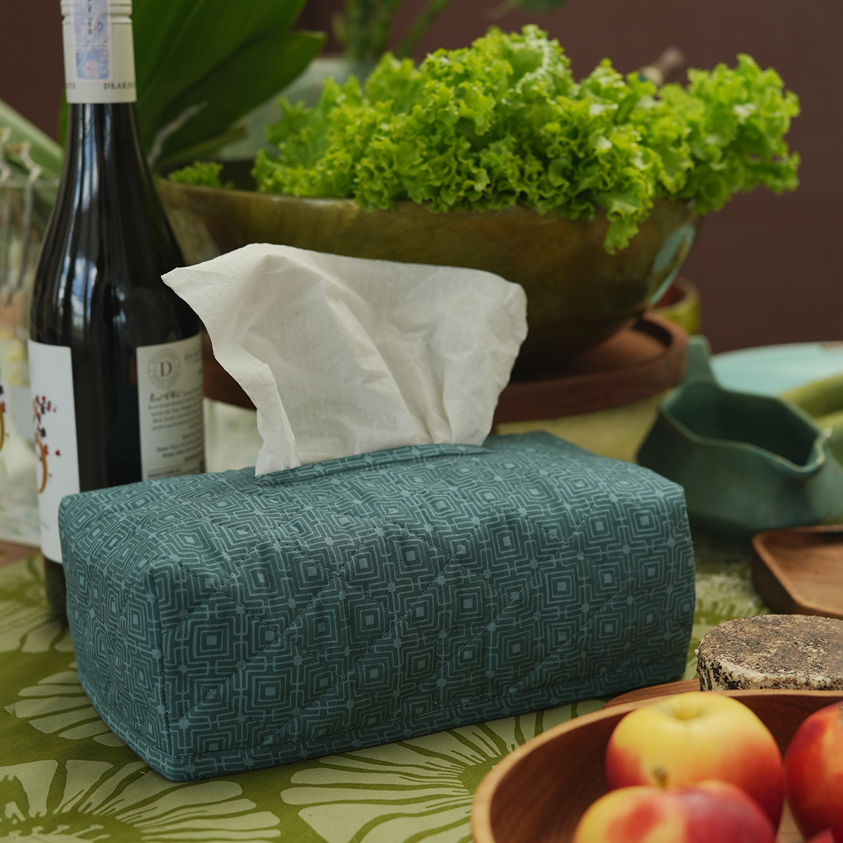 Infinity Squared Viridian Tissue Box Cover