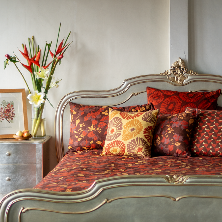 Bougainvillea Brown Duvet Cover in 2 Sizes - SALE HOMEWARES