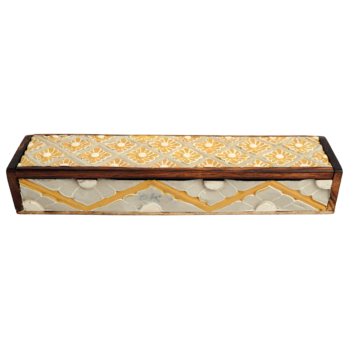 Warm Carved Flower Pencil Box, Small
