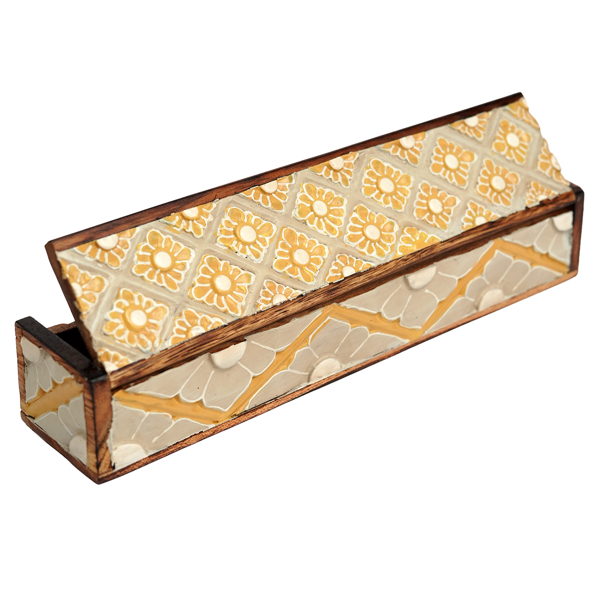 Warm Carved Flower Pencil Box, Small