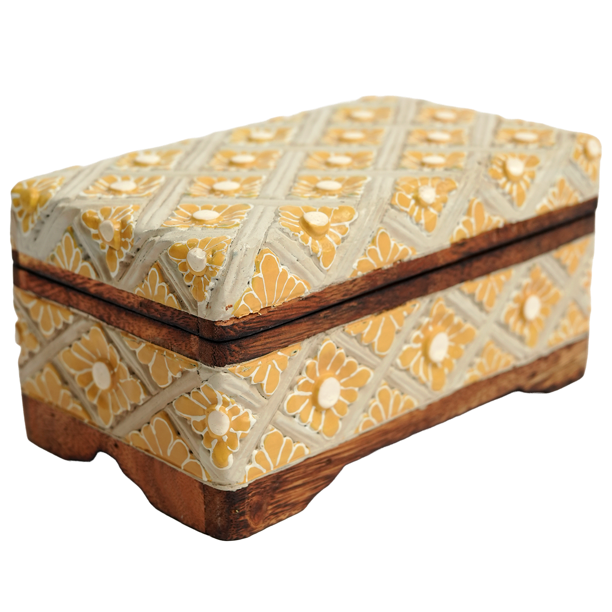 Warm Carved Flower Pencil Box, Large