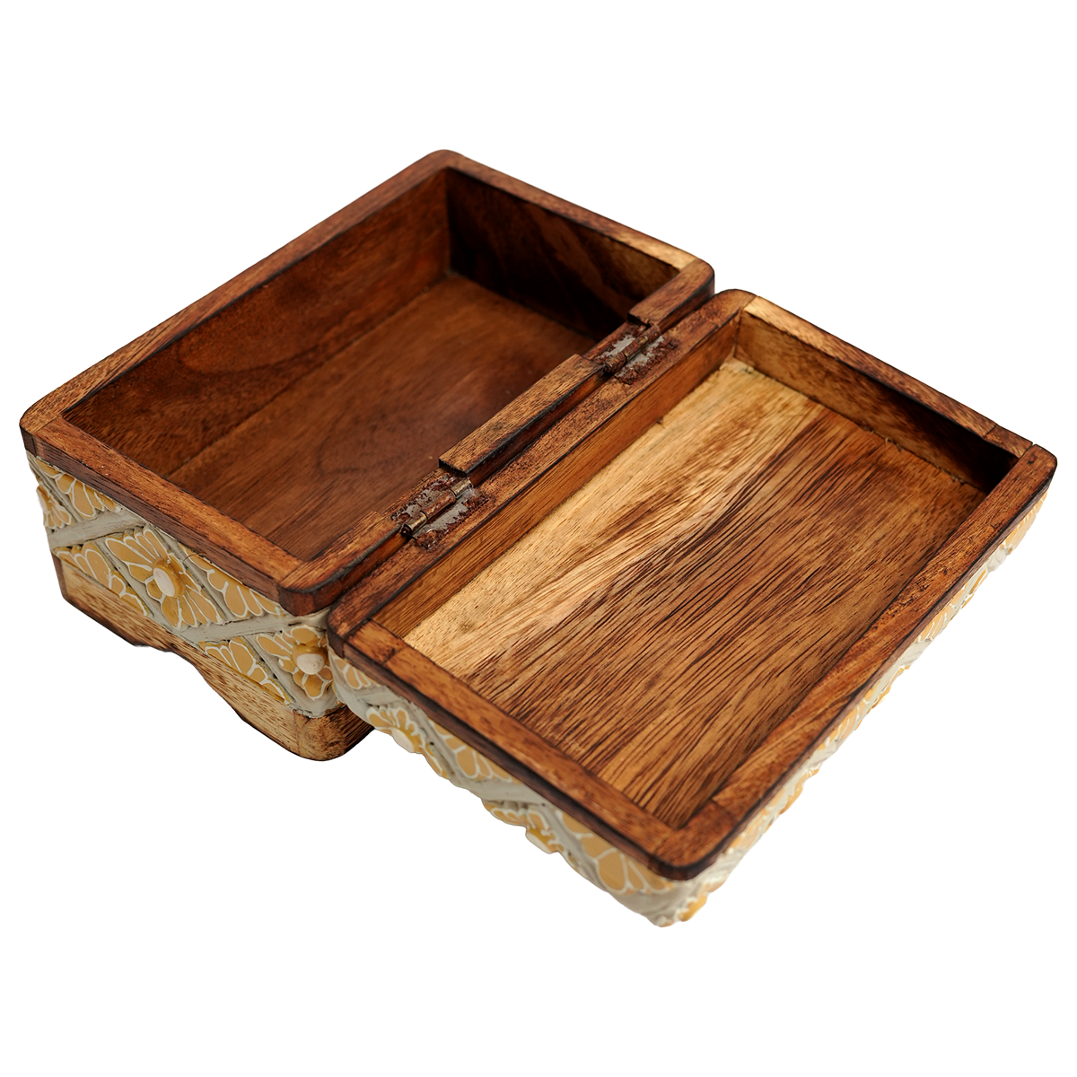 Warm Carved Flower Pencil Box, Large
