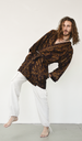 Hand Loomed Ikat Robe Brown (lined) - one size