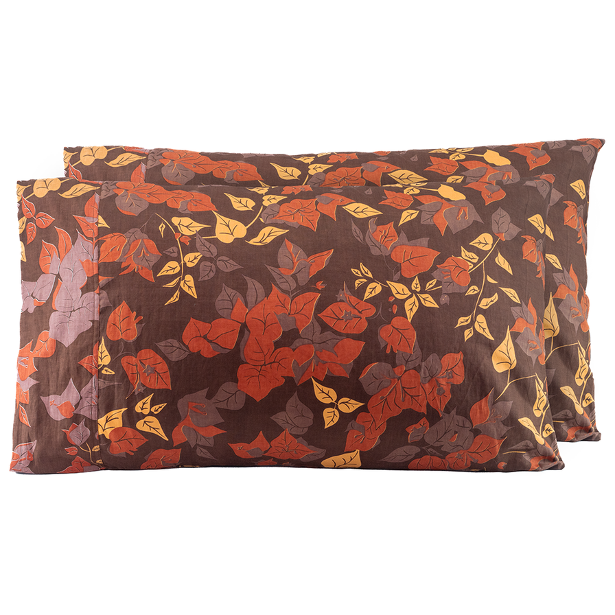 Standard Pillow Case Bougainvillea Brown - set/2 - SALE HOMEWARES