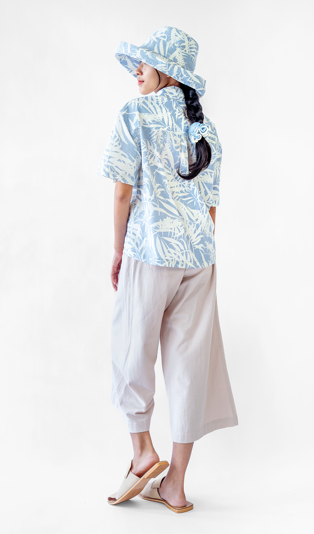 Palm Bluebell Cotton Relax Button Up, 2 sizes