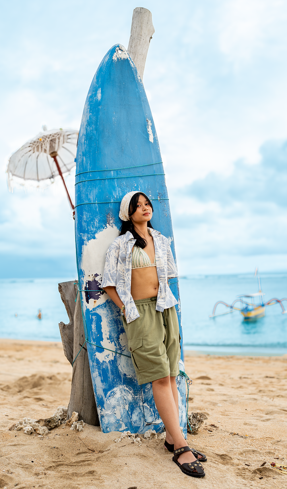 Celana Pendek Kargo Katun Linen Matcha, 3 Ukuran - OBRAL PAKAIAN & ANAK