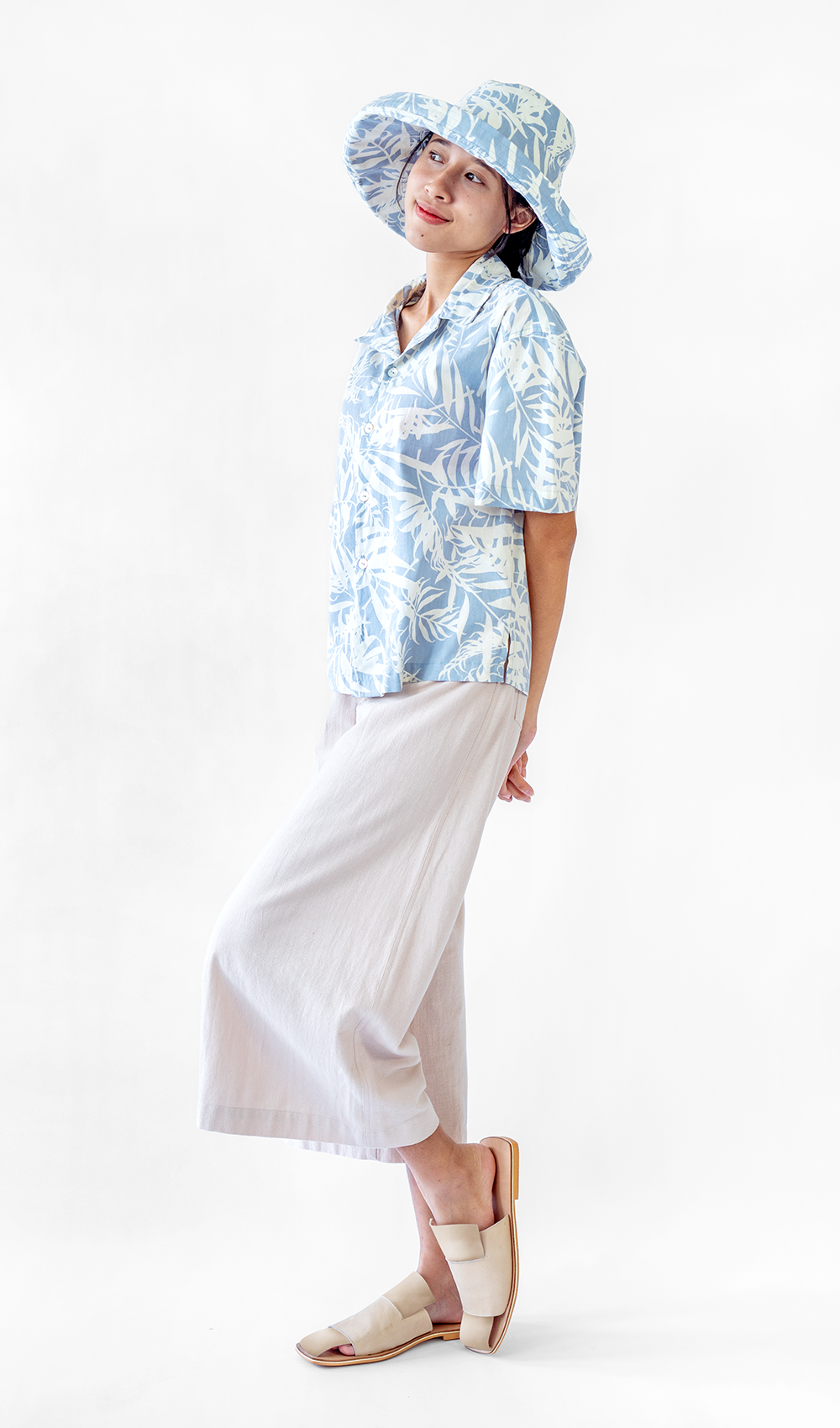 Palm Bluebell Cotton Relax Button Up, 2 sizes
