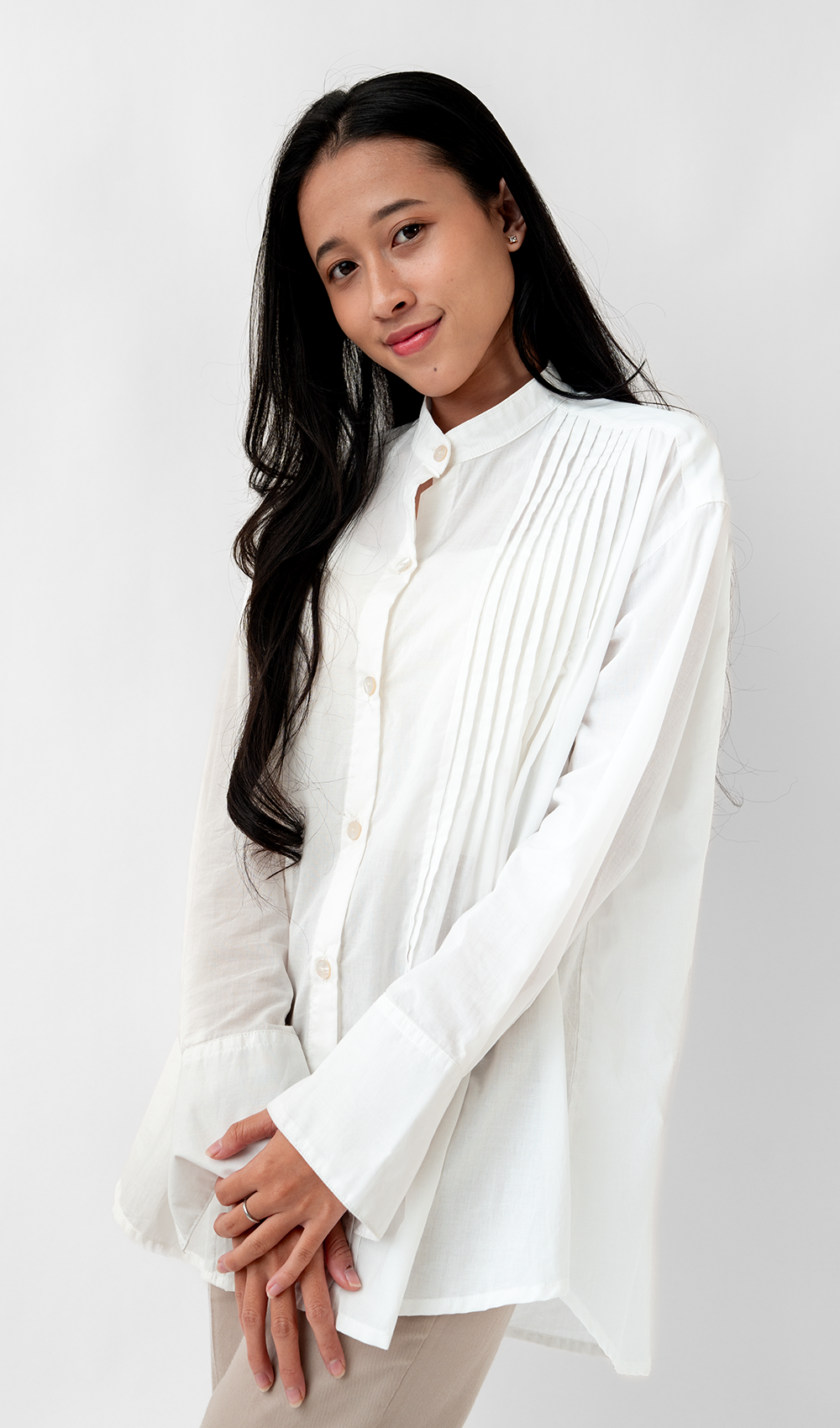 Organic Cotton Ruffle Shirt White, 2 sizes - SALE CLOTHING & KIDS