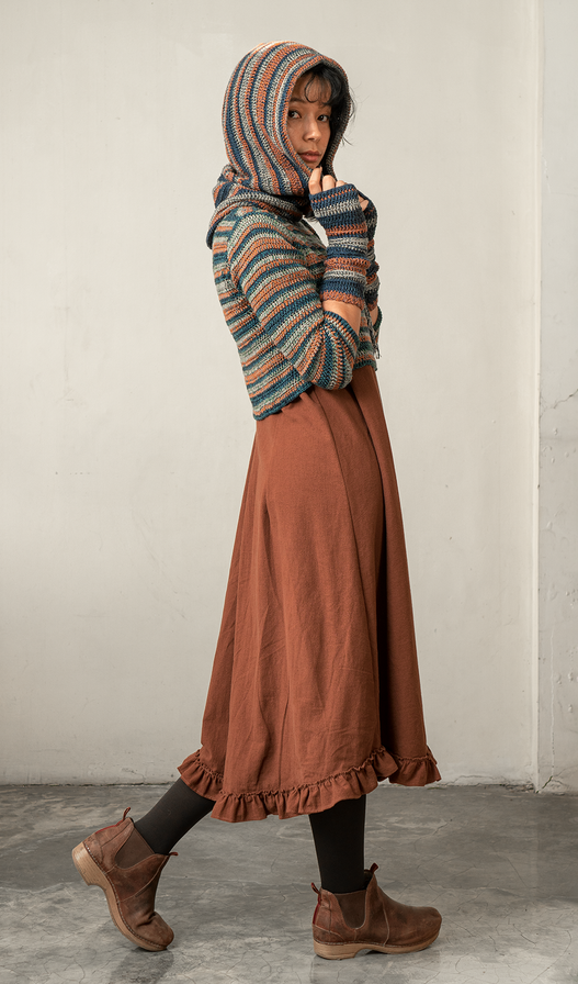 Semi Swing Ruffle Dress Cotton Linen Brown - 3 sizes - SALE CLOTHING & KIDS
