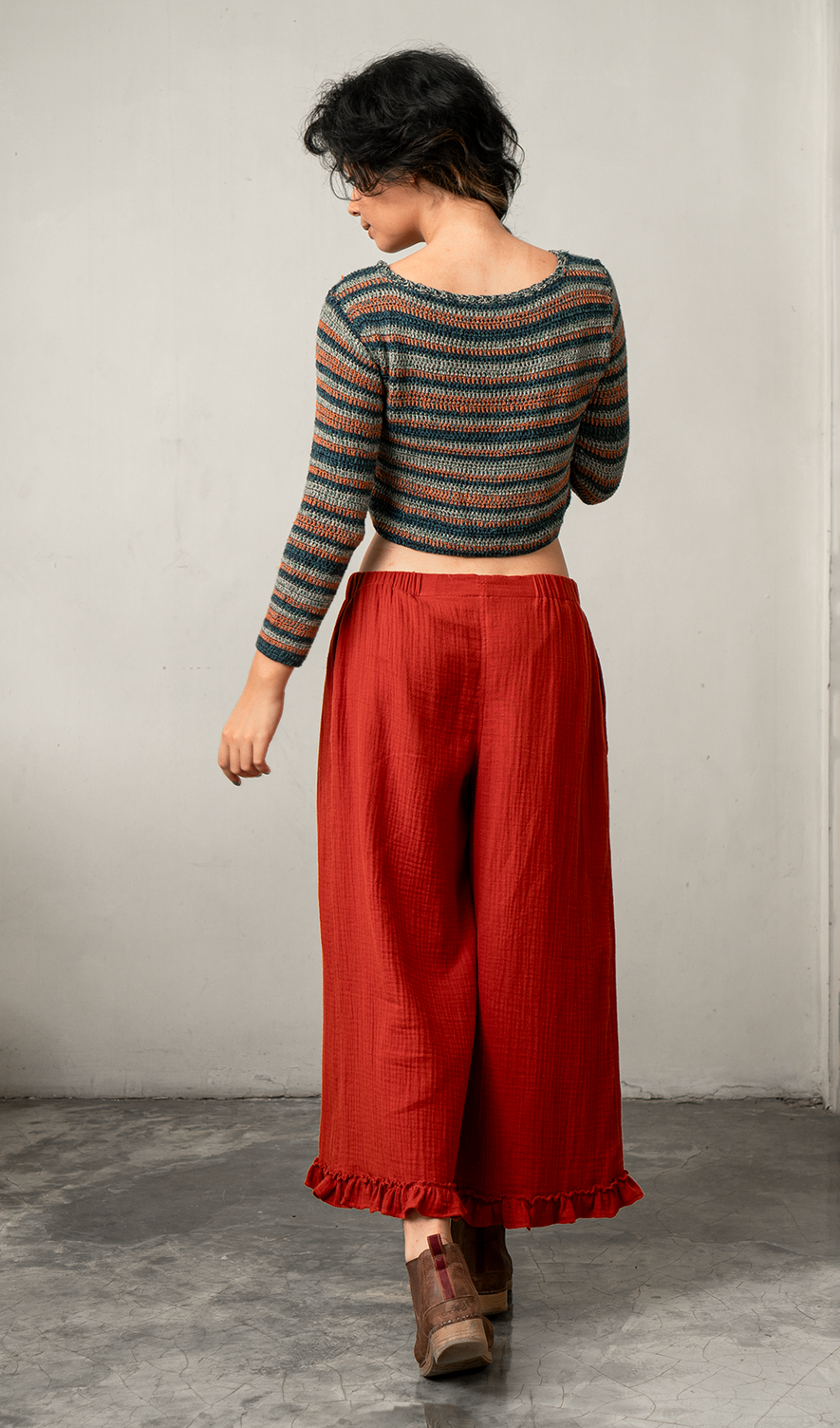 Celana Ruffle Katun Crinkle Merah, 3 Ukuran - OBRAL PAKAIAN & ANAK