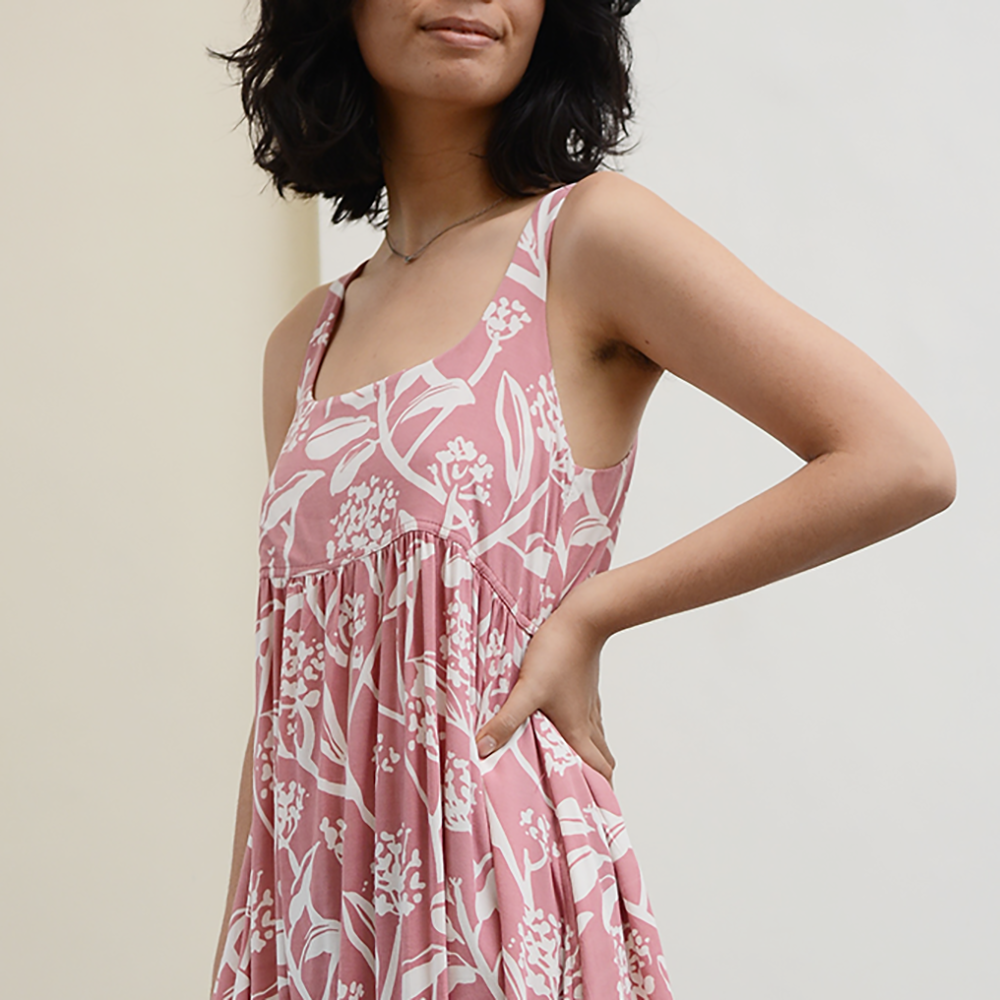 Frangipani Blush Romantic Rayon Dress, 3 sizes