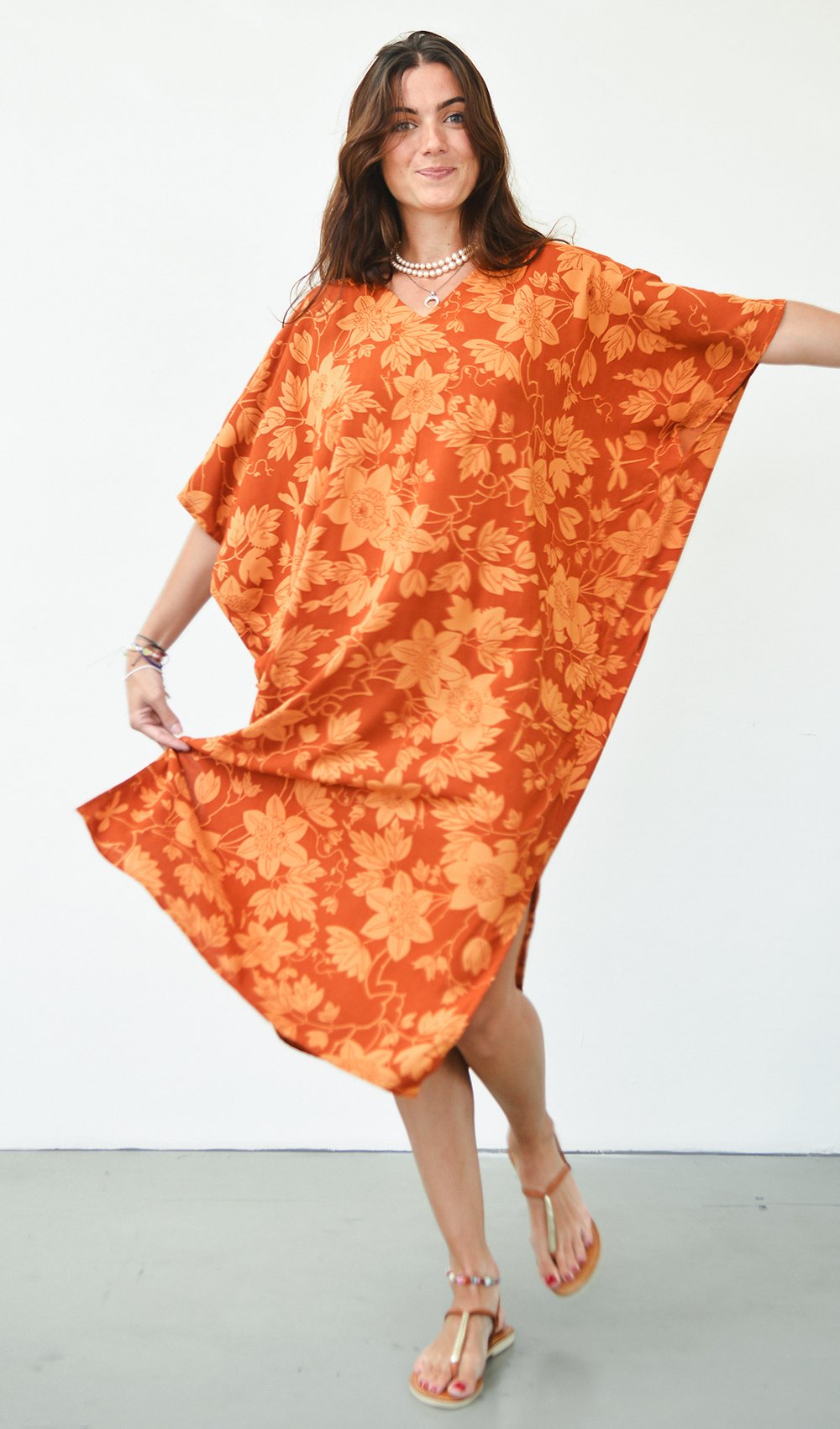Gaun Kaftan Rempah Bunga Passion EcoDeluxe, 1 ukuran - PAKAIAN & ANAK OBRAL