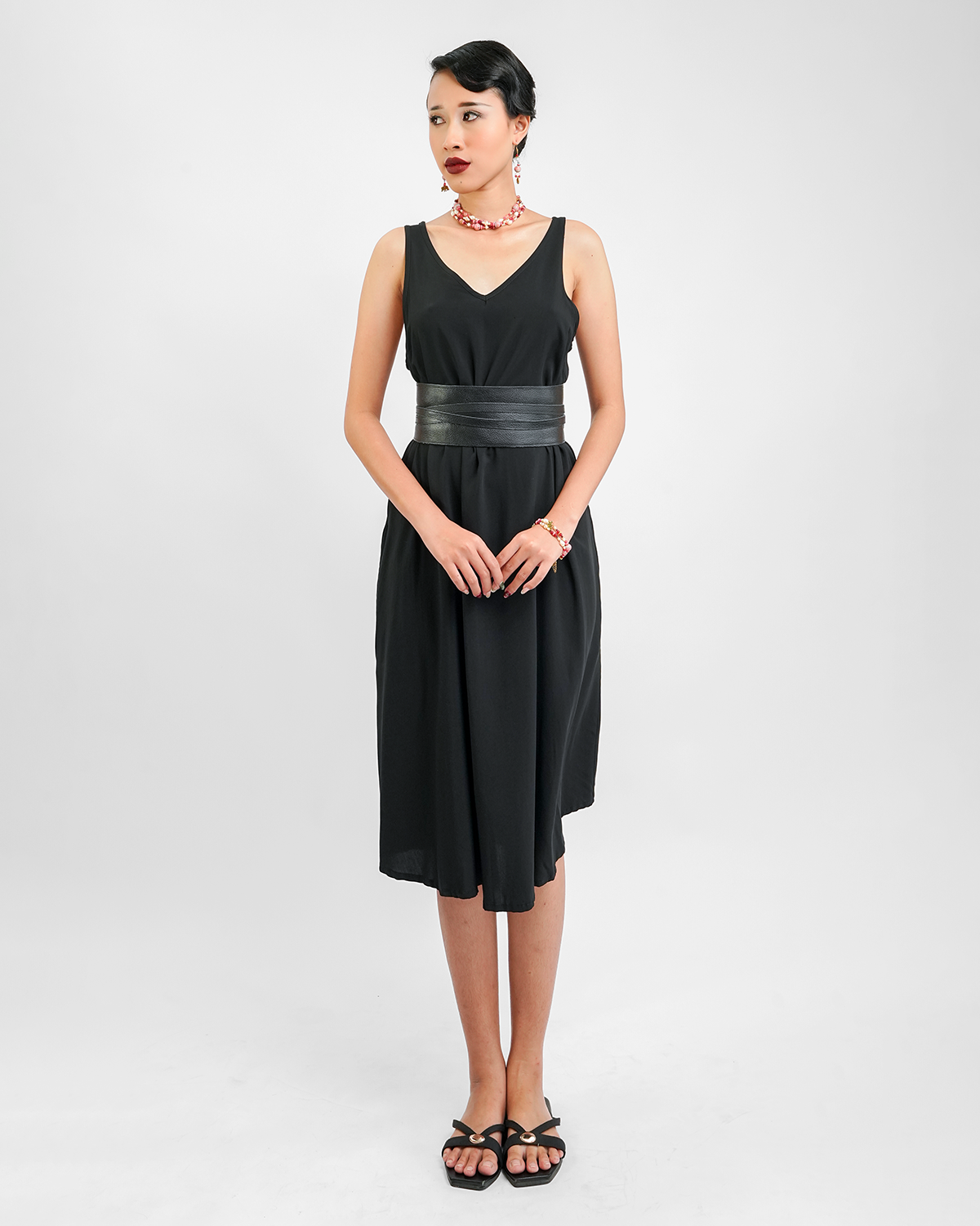 Black Rayon Semi Swing Dress, 3 Sizes