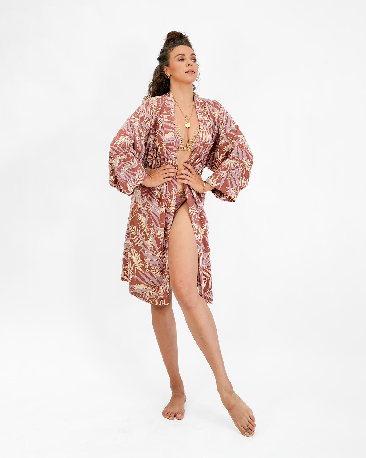 Lavender Sienna Rayon Short Kimono Robe, 1 size