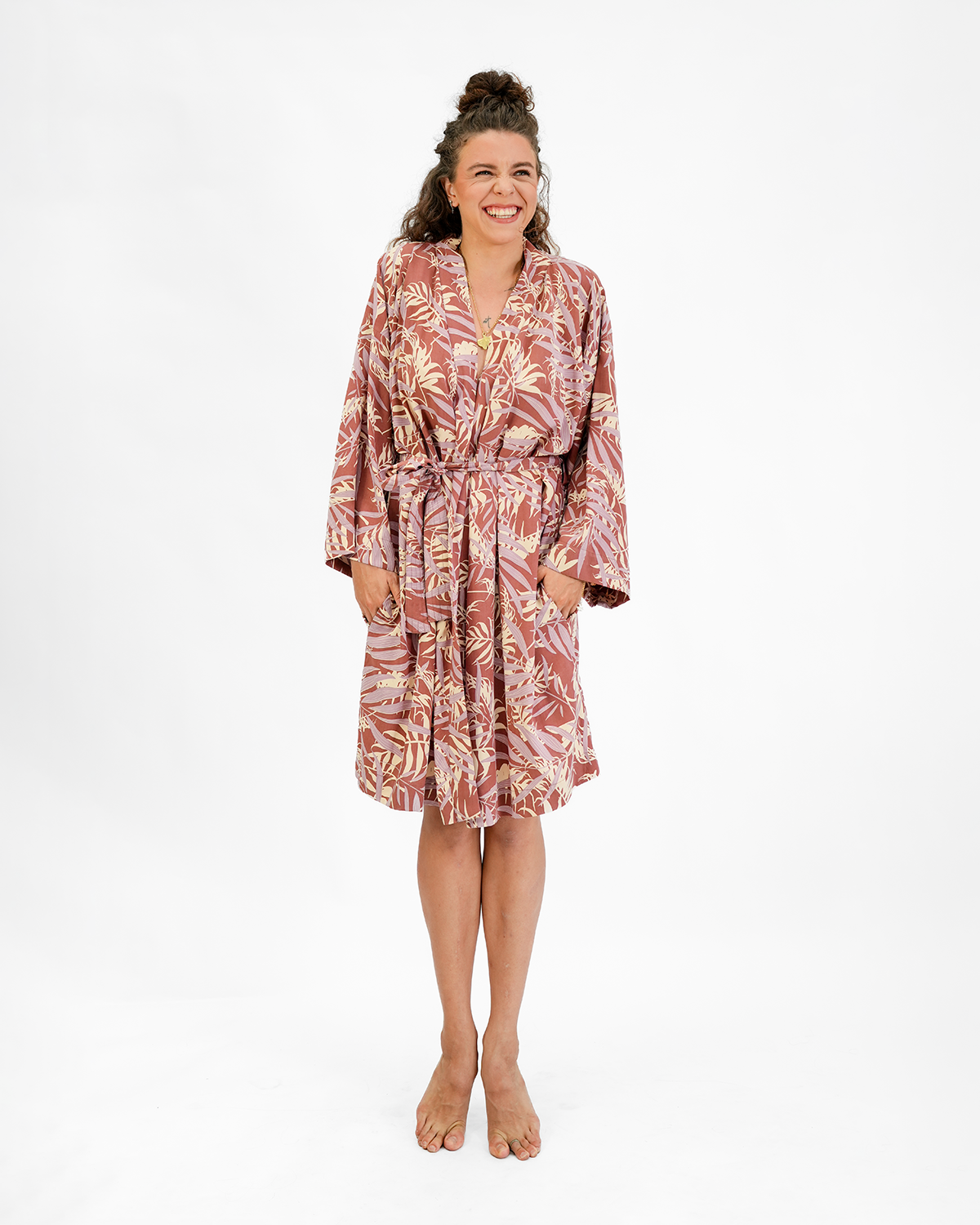 Lavender Sienna Rayon Short Kimono Robe, 1 size