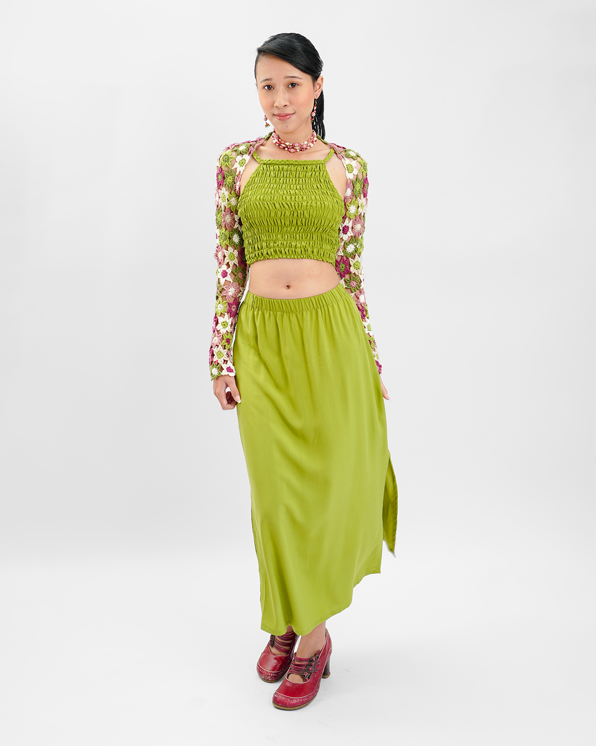 Avocado Crocheted Ballet Shrug, 1 size