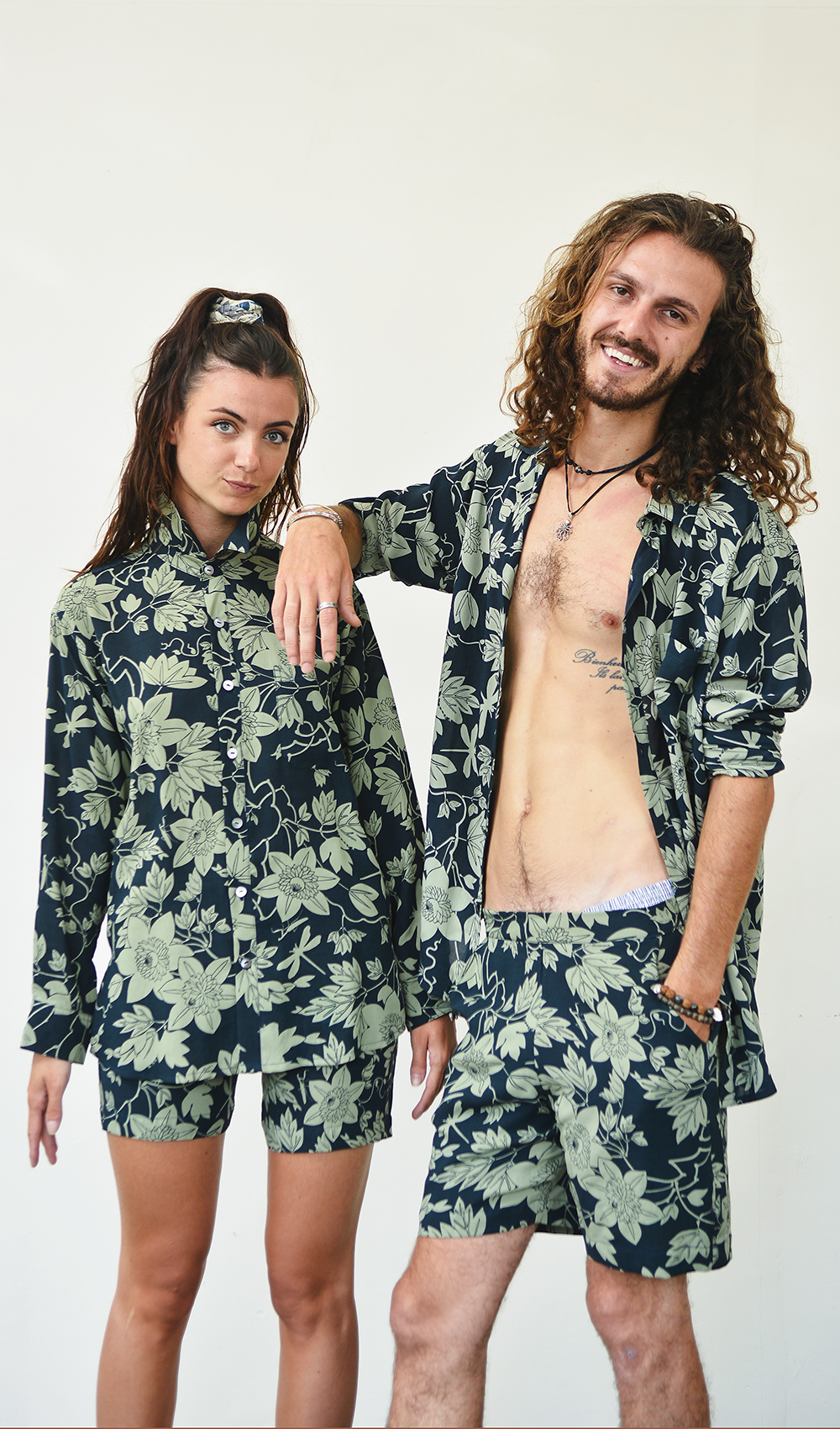 Eco-Rayon Button Down - Passion flower Lichen Indigo - SALE CLOTHING & KIDS