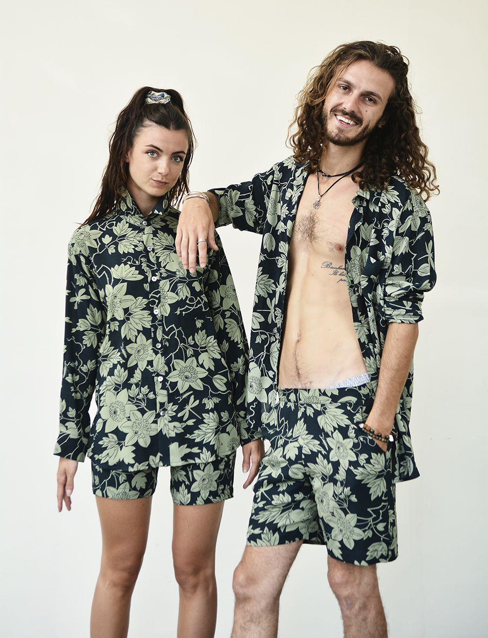 Eco-rayon P flower Lichen Indigo shorts - SALE CLOTHING & KIDS