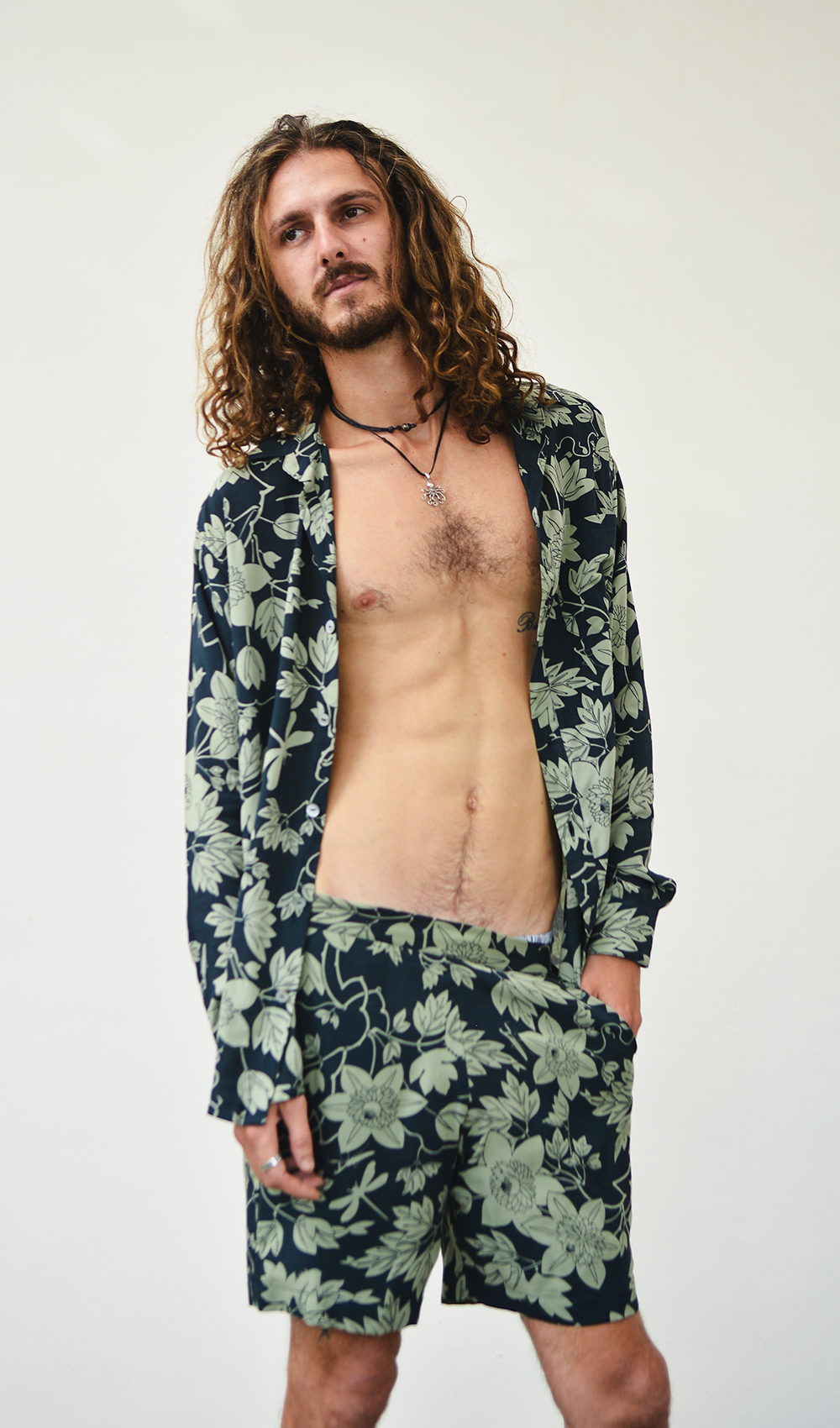 Eco-rayon P flower Lichen Indigo shorts - SALE CLOTHING & KIDS