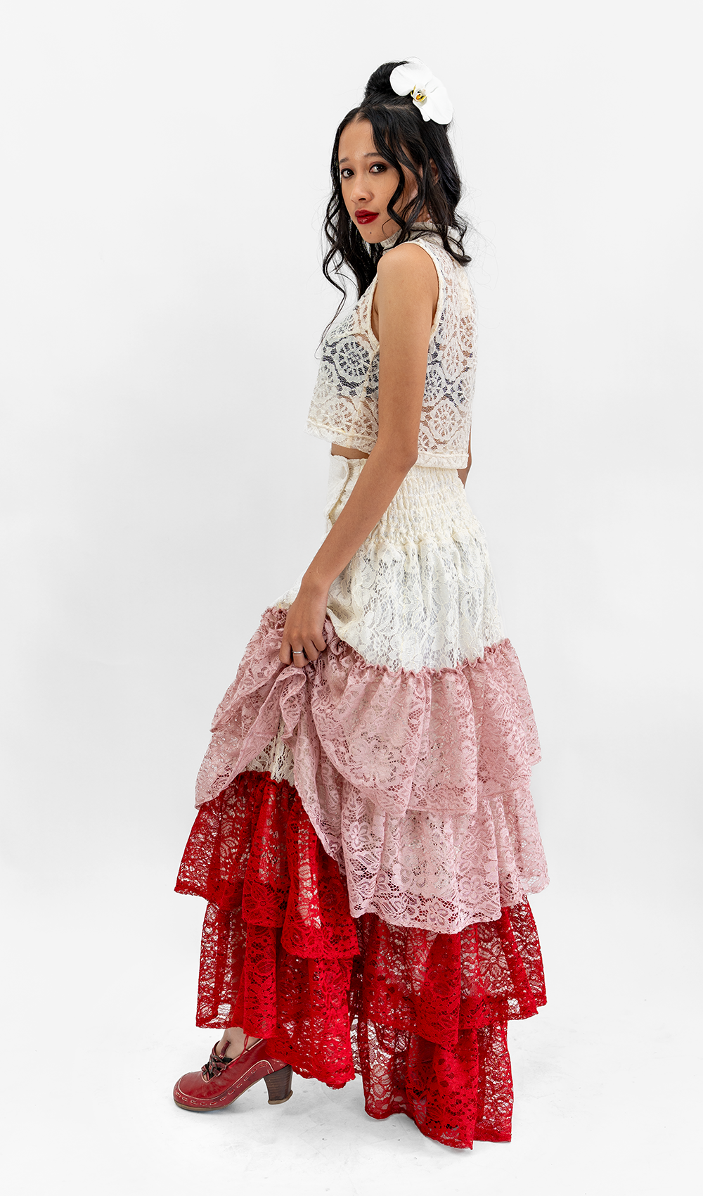 Italian Lace Turtleneck Sleeveless White - sale clothing & kids