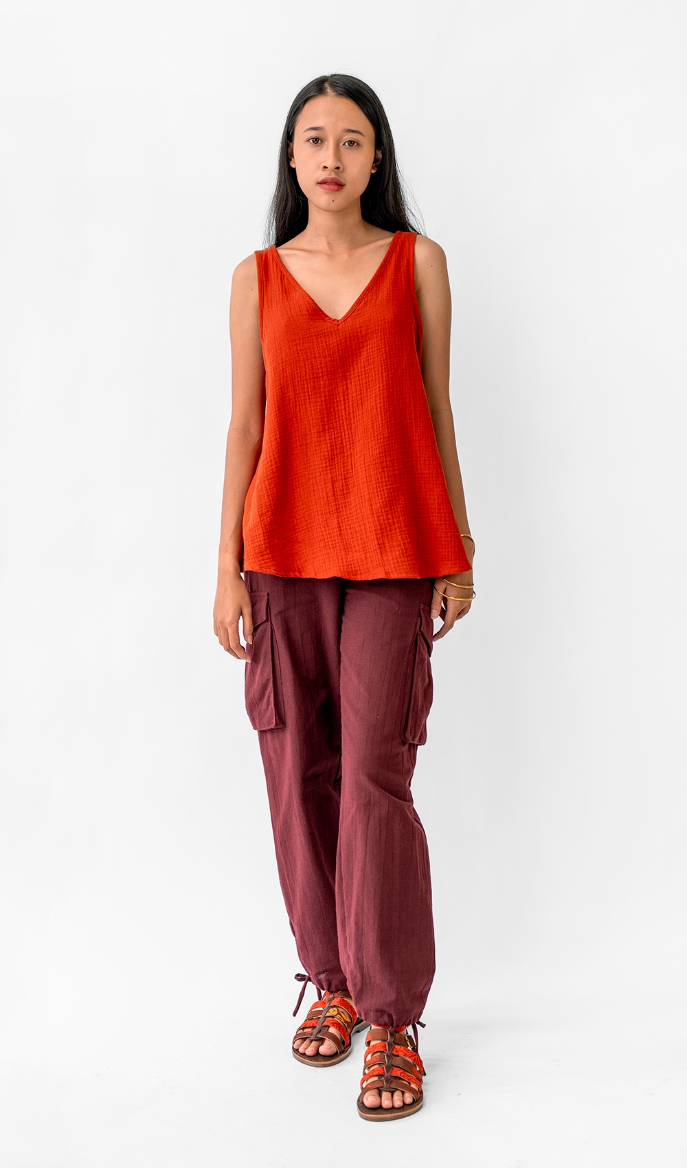 Burgundy Cotton Linen Cargo Pants, 3 sizes - SALE CLOTHING & KIDS