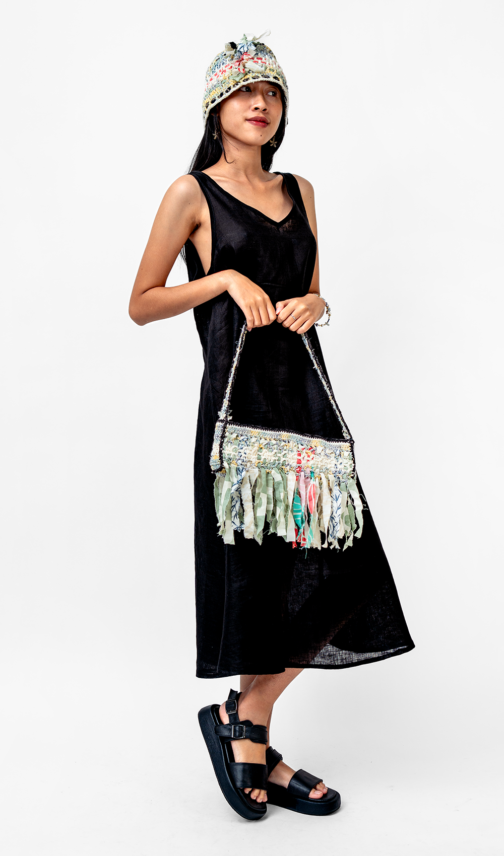 Gaun Semi Swing Linen Prancis Hitam, 3 ukuran - PAKAIAN & ANAK OBRAL