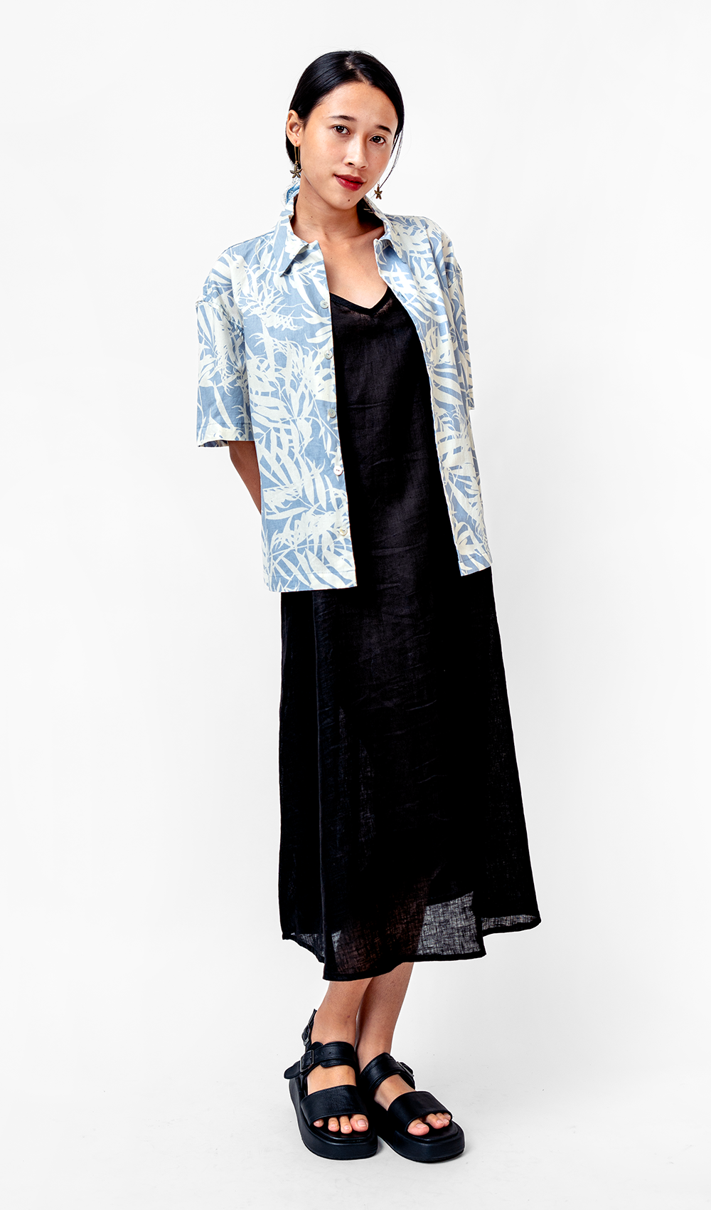 Gaun Semi Swing Linen Prancis Hitam, 3 ukuran - PAKAIAN & ANAK OBRAL