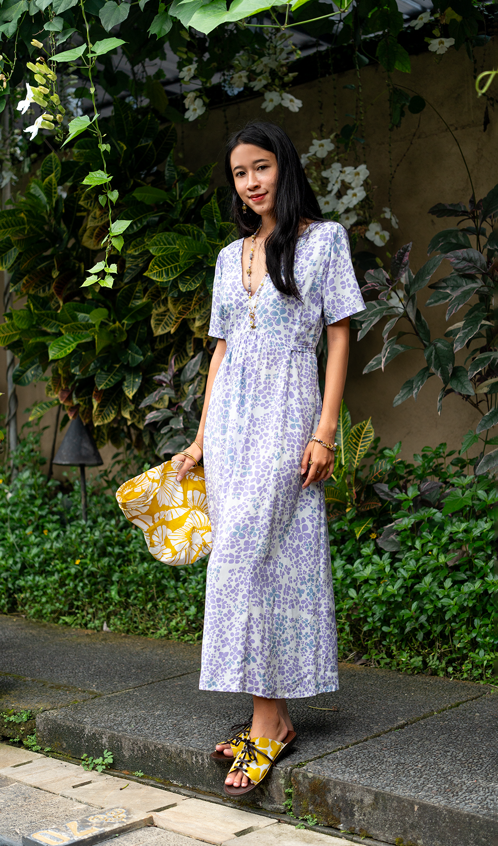 Gaun Rayon Hydrangea Lilac, 3 ukuran - PAKAIAN & ANAK-ANAK DISKON