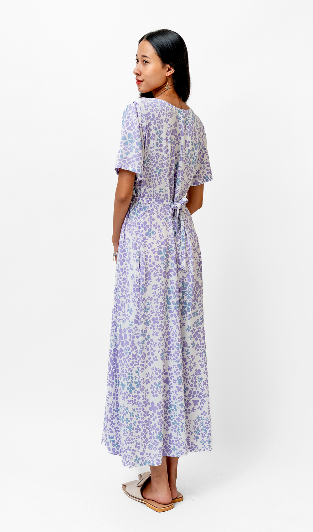 Gaun Rayon Hydrangea Lilac, 3 ukuran - PAKAIAN & ANAK-ANAK DISKON