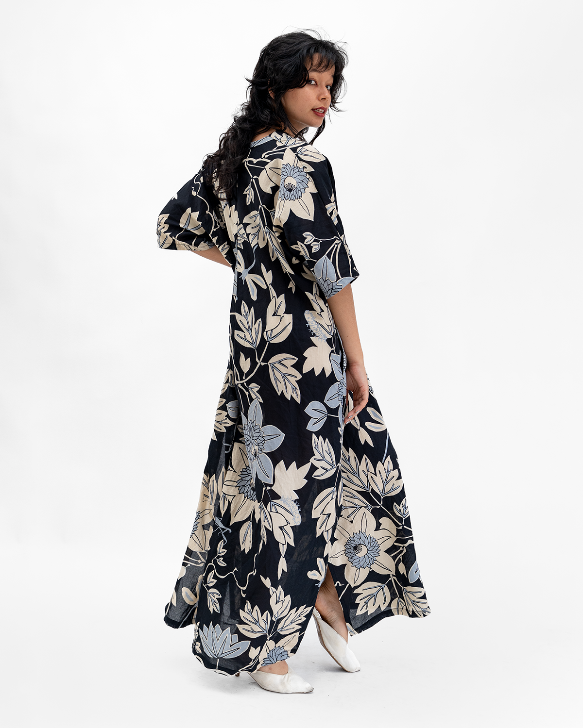 Onyx Organic Cotton Kaftan Dress, 1 size