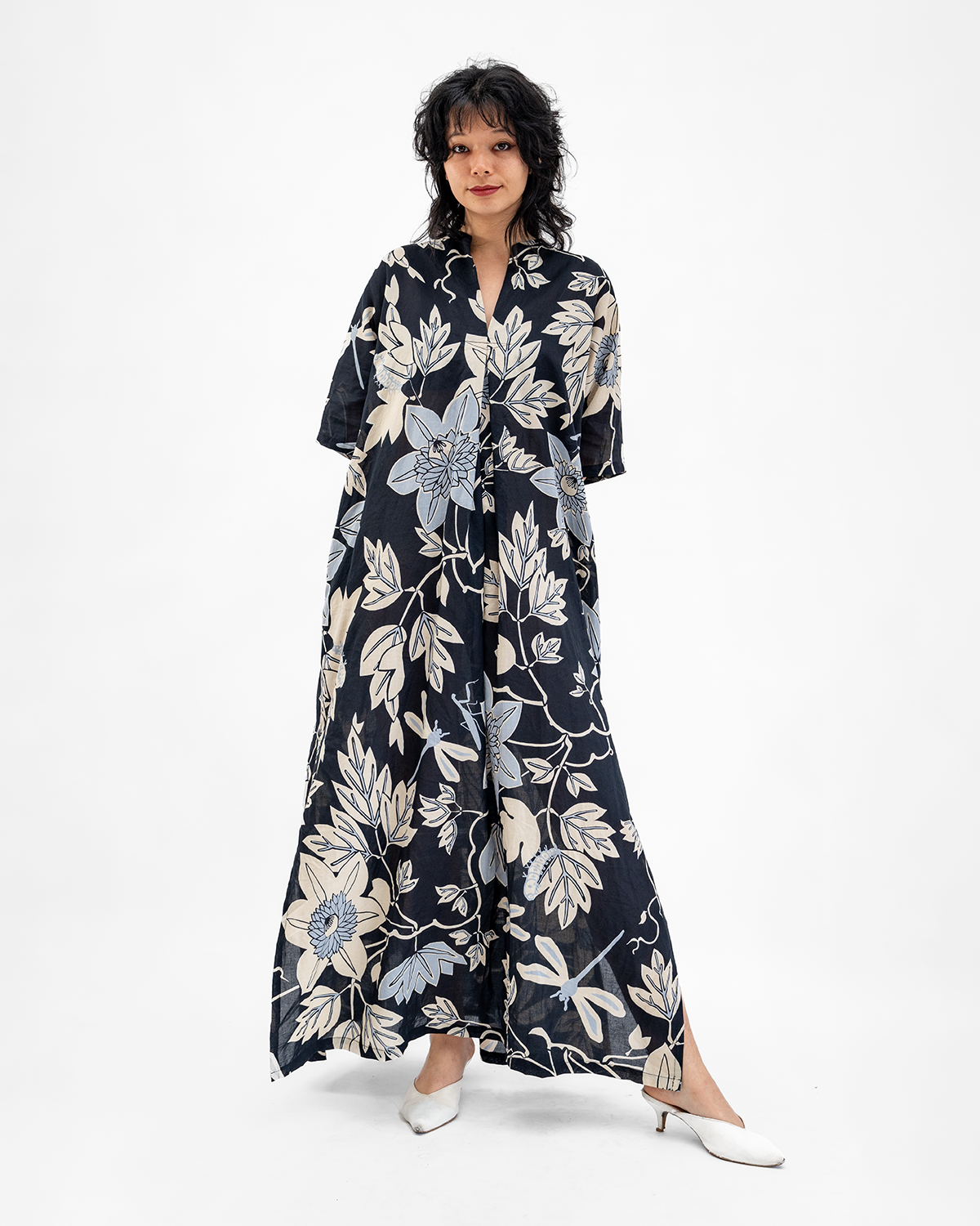 Onyx Organic Cotton Kaftan Dress, 1 size