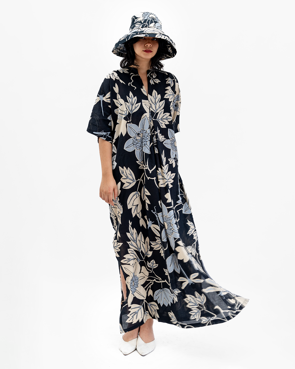 Onyx Organic Cotton Kaftan Dress, 1 size