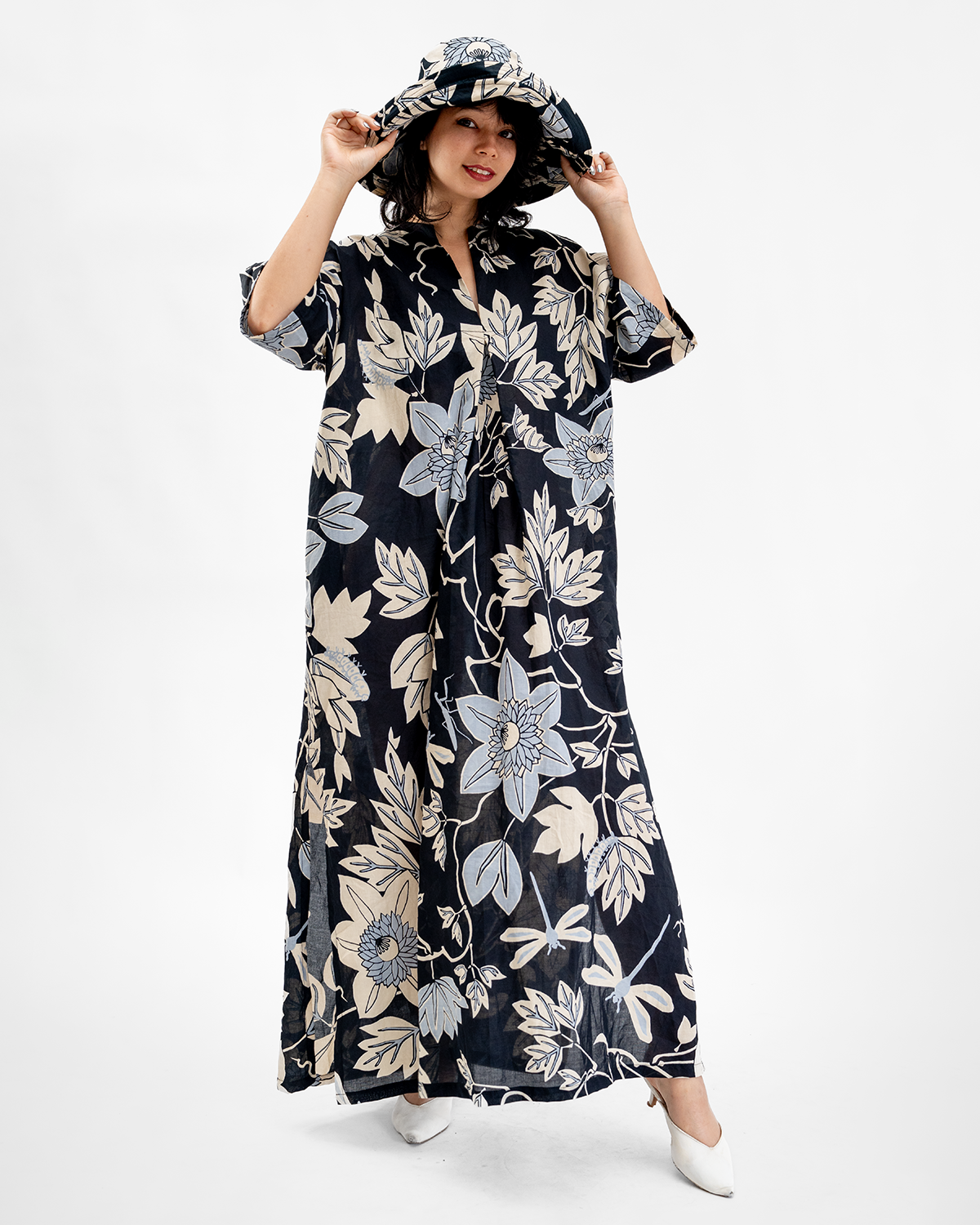 Onyx Organic Cotton Kaftan Dress, 1 size