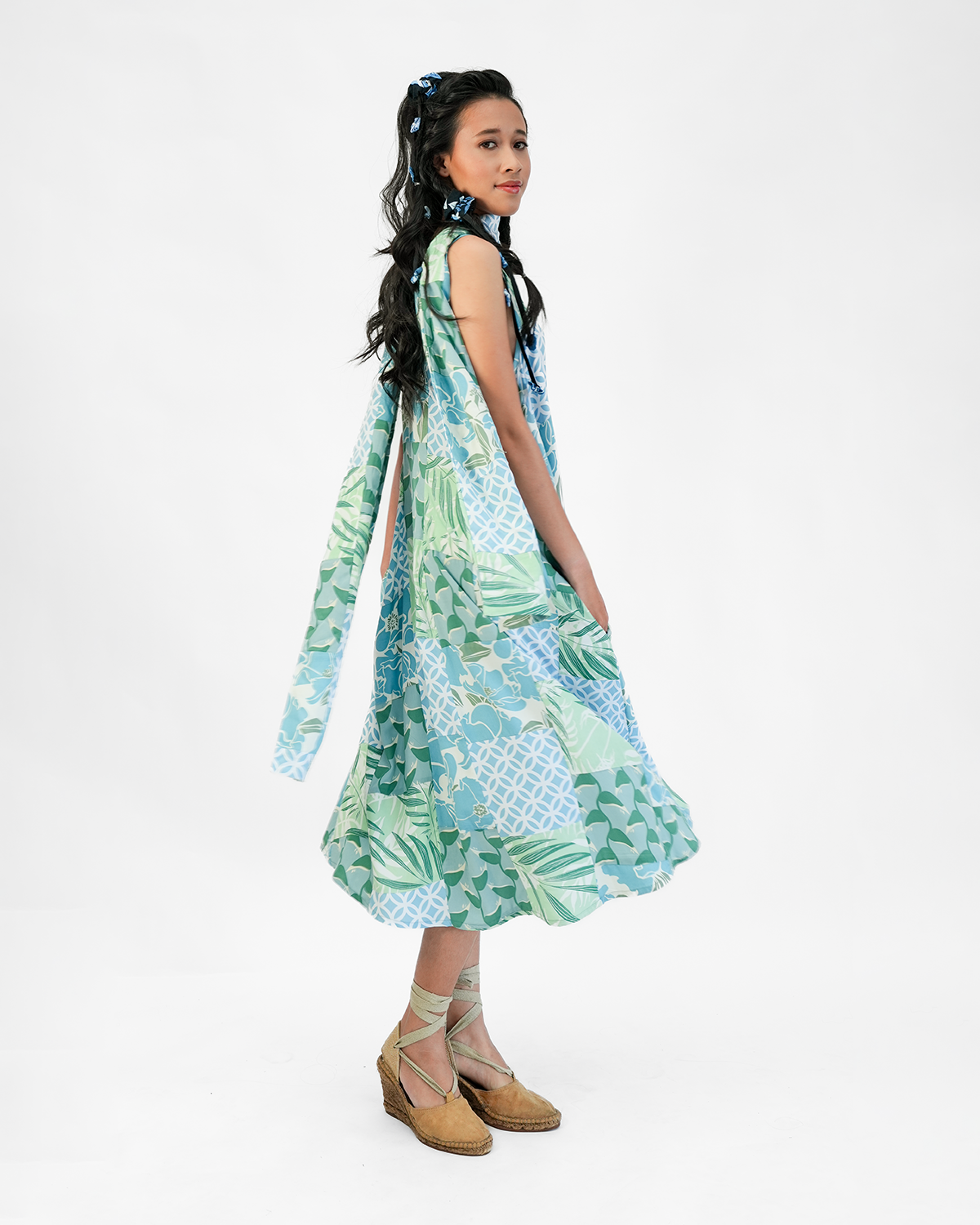 Cool Patchwork Rayon Semi Swing Dress, 3 Sizes