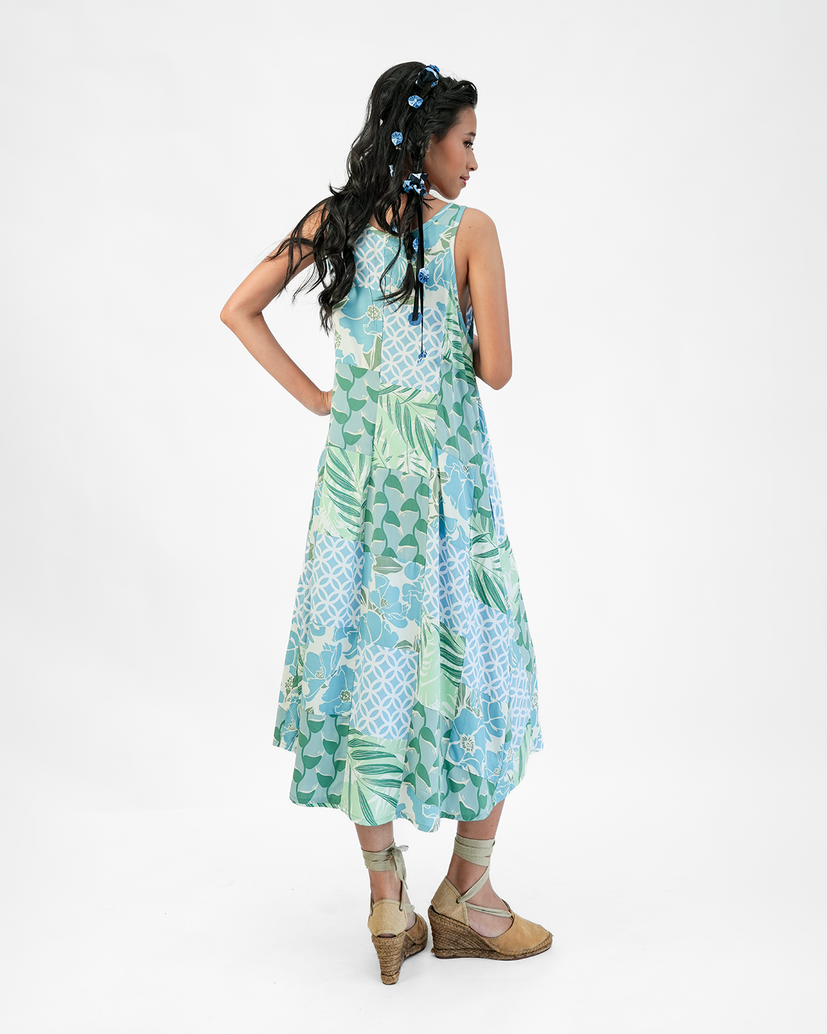 Cool Patchwork Rayon Semi Swing Dress, 3 Sizes