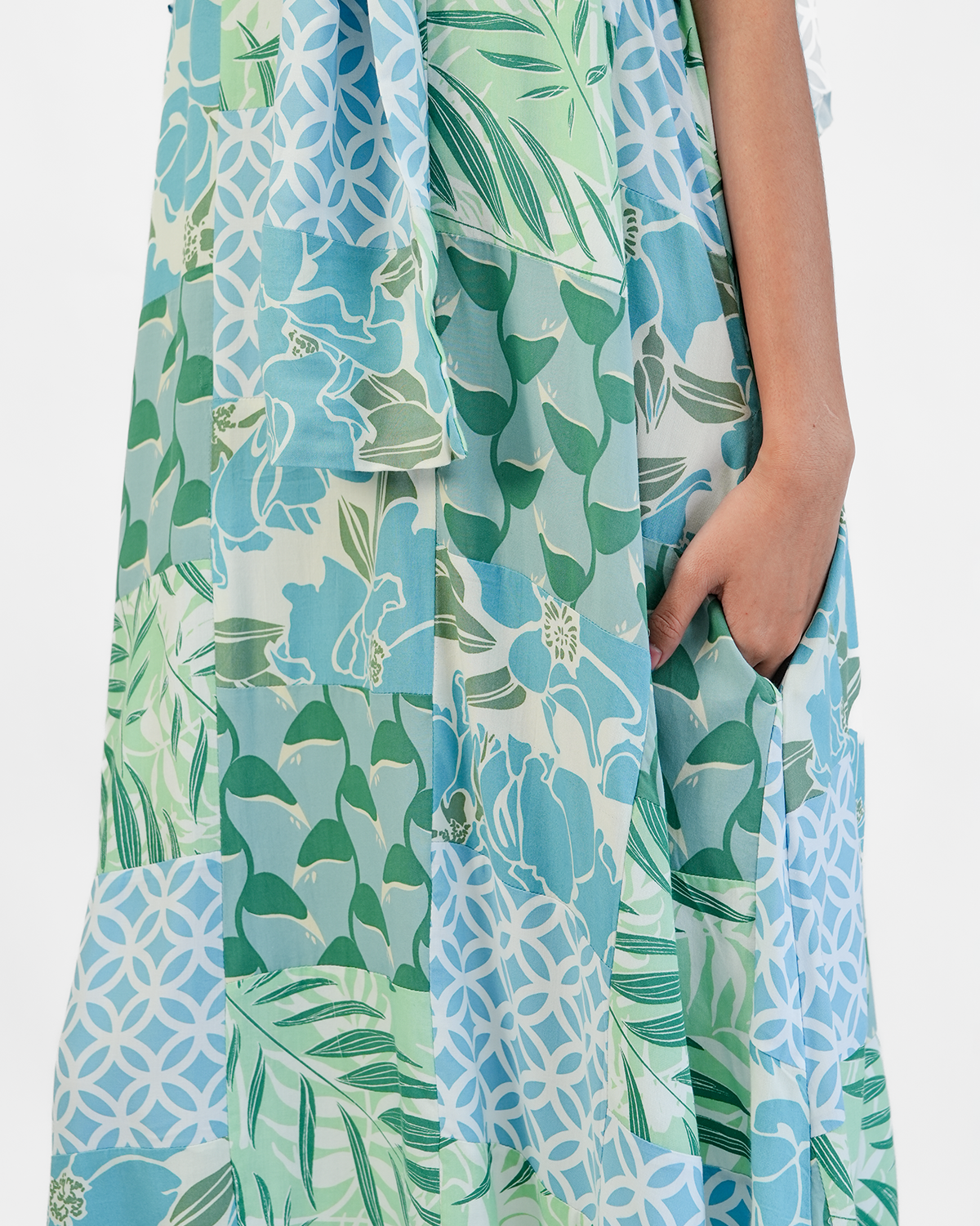 Cool Patchwork Rayon Semi Swing Dress, 3 Sizes